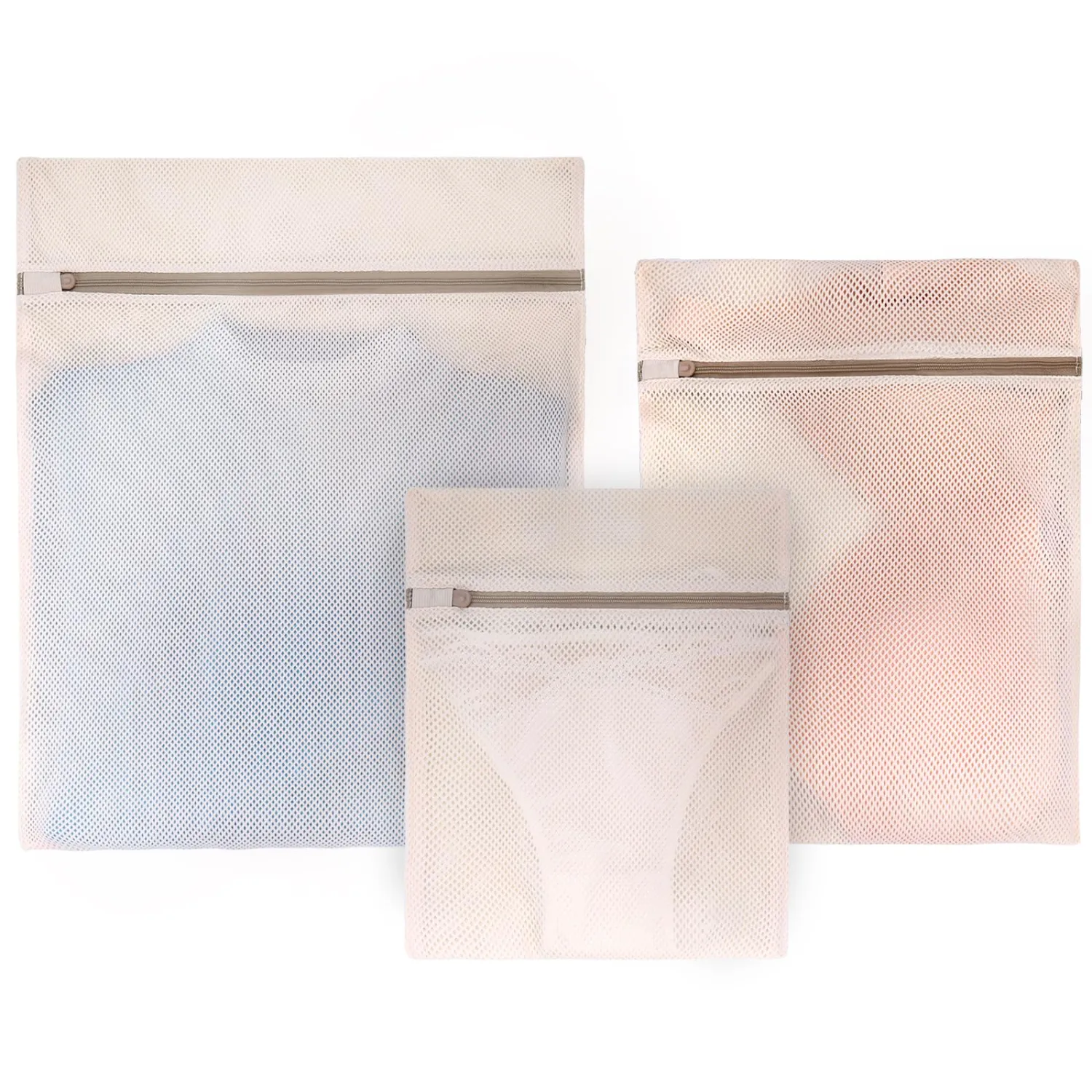 Muchfun 3Pcs Soft Cotton Mesh Laundry Bags for Delicates 1 Large, 1 Medium, 1 Small
