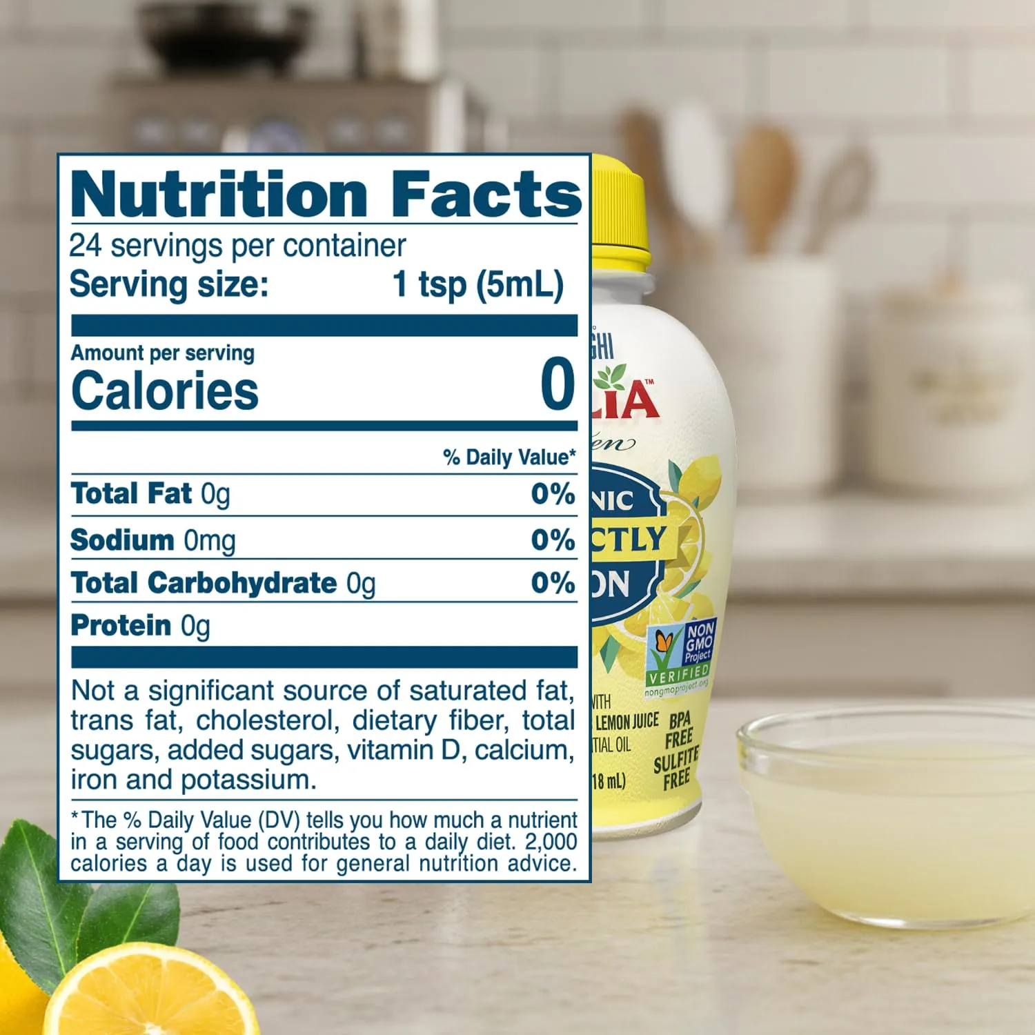 Italia Garden Organic Lemon & Lime Juice Variety Pack - 4oz Each (Pack of 2) - 100% Organic Juices - Perfect for Cooking, Drinks, Marinades & More - Pure Citrus Flavors with Convenient Squeeze Bottles