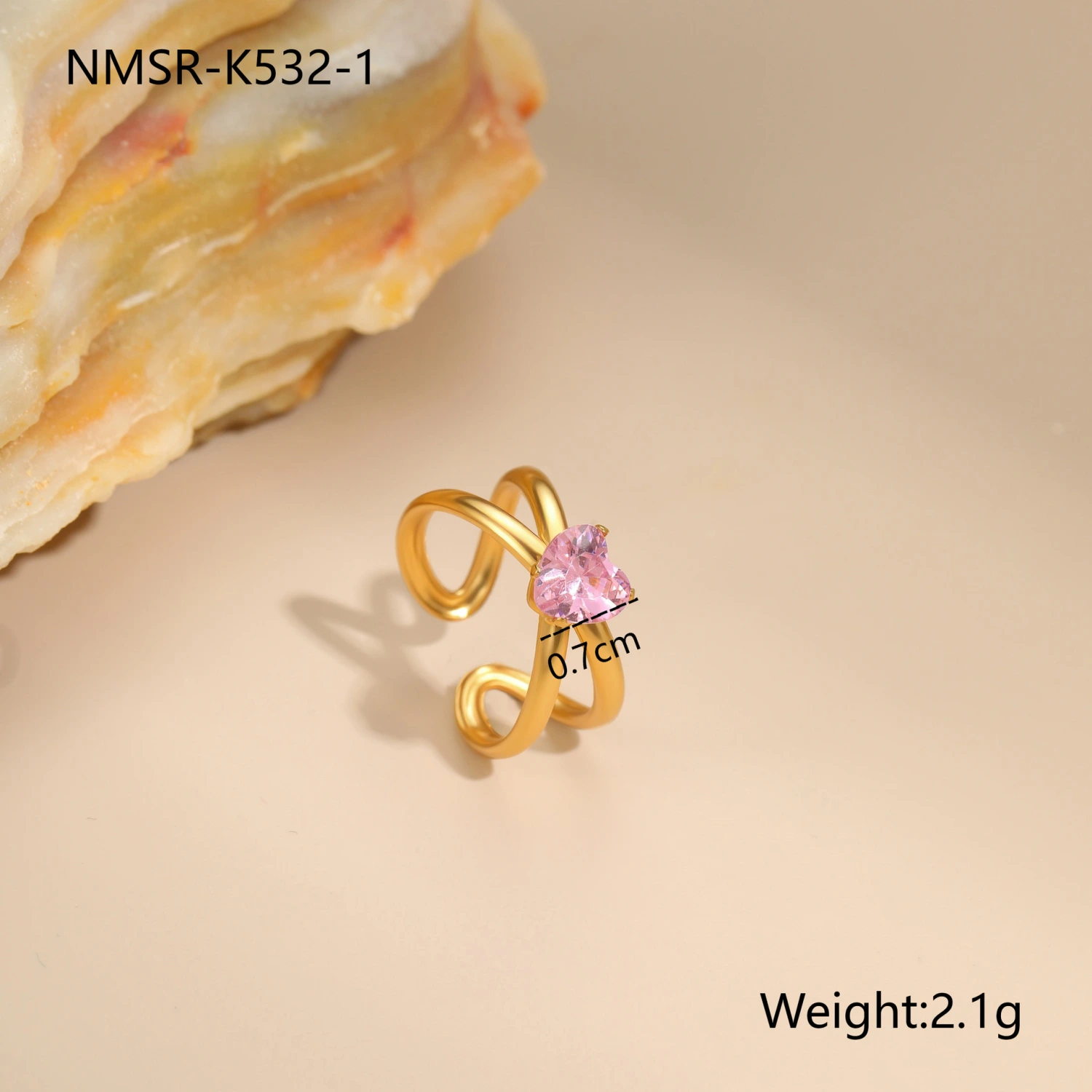 Geometric Stainless Steel Zircon Ring For Women