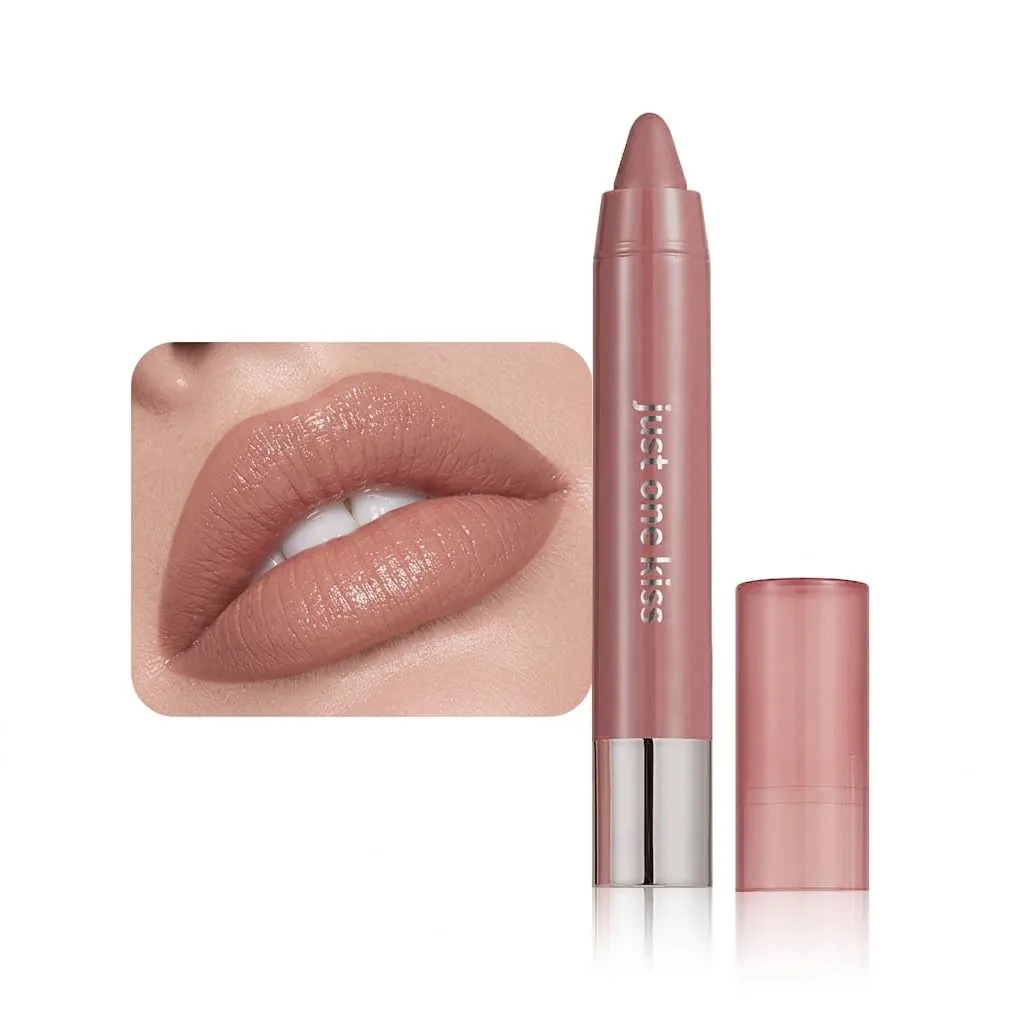 Nuetral Nude Hydrating Cream Lipstick Lip Crayon for Women, Natural Nude Lipstick Color Goes on Smoothly, Moisturizing Retractable Lips Crayon Liner for Ombre Shades, Tinted Lip Balm Liner in One