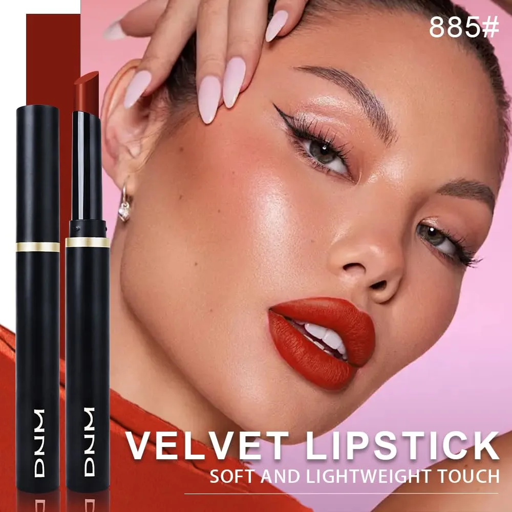 evpct Ruby Red Velvet Matte Lipstick, High Pigmented Slim Lipstick Long Lasting Waterproof for Women Gift, Velvet Silky Lip Stick Stain Color Makeup Blendable 24 Hours Original Makeup Labiales, 885#