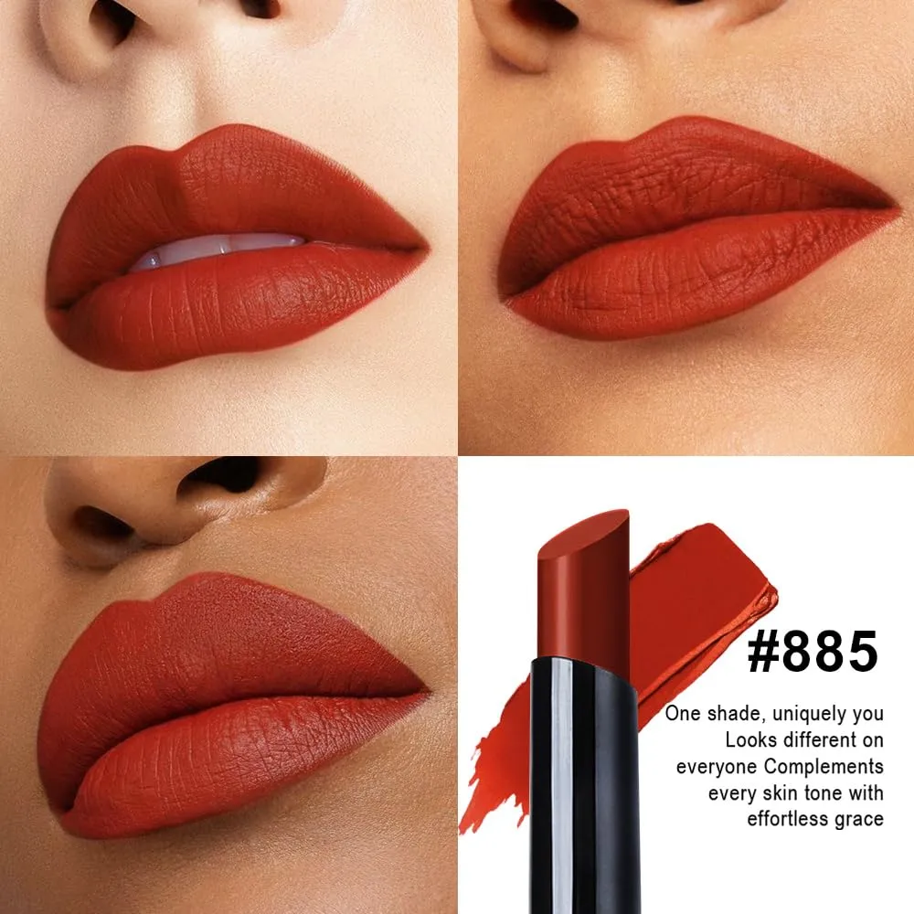 evpct Ruby Red Velvet Matte Lipstick, High Pigmented Slim Lipstick Long Lasting Waterproof for Women Gift, Velvet Silky Lip Stick Stain Color Makeup Blendable 24 Hours Original Makeup Labiales, 885#