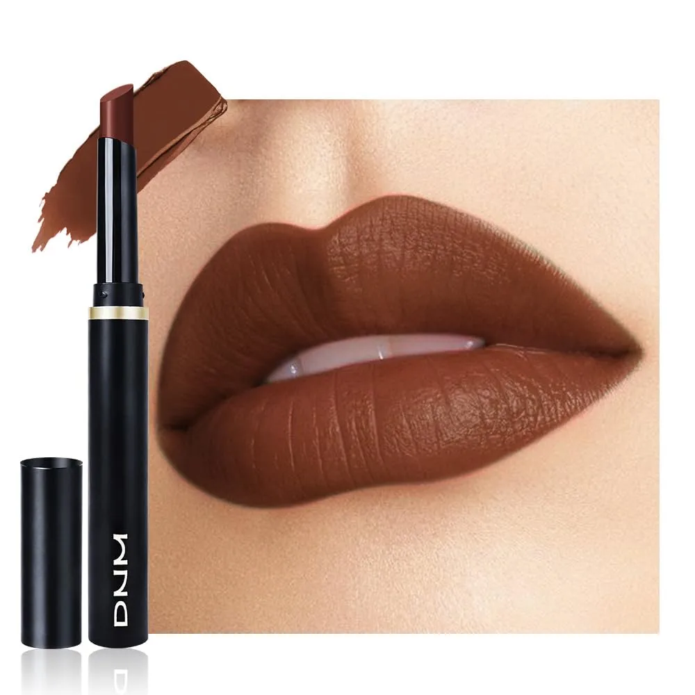 evpct Dark Brown Velvet Matte Lipstick, High Pigmented Slim Lipstick Long Lasting Waterproof for Women Gift, Velvet Silky Lip Stick Stain Color Makeup Blendable 24 Hours Original Makeup Labiales, 884#