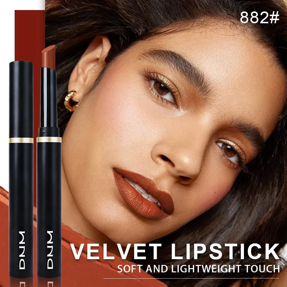 evpct Coral Brown Velvet Matte Lipstick, High Pigmented Slim Lipstick Long Lasting Waterproof for Women Gift, Velvet Silky Lip Stick Stain Color Makeup Blendable 24 Hours Original Makeup Labiales,882#