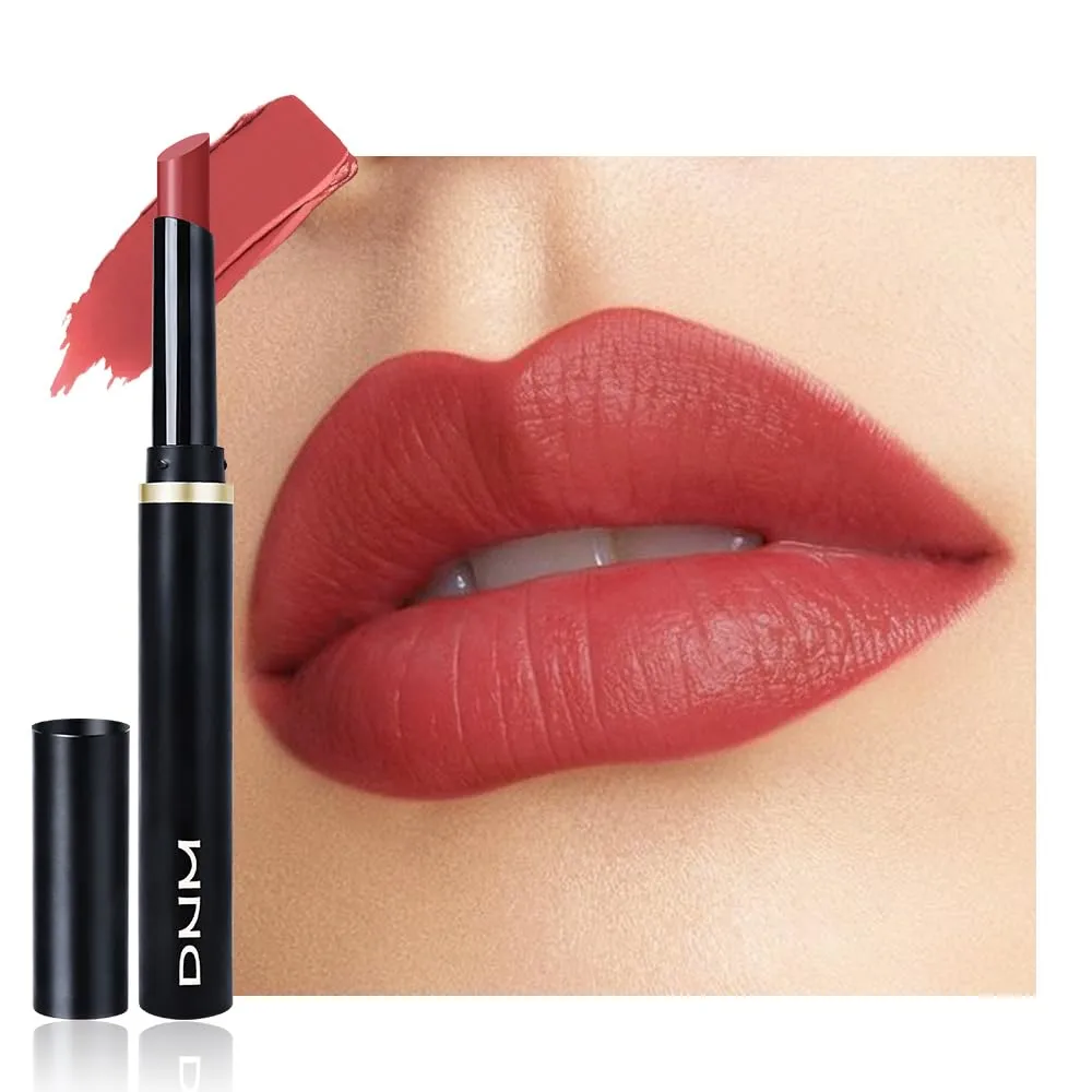 evpct Fire Brick Velvet Matte Lipstick, High Pigmented Slim Lipstick Long Lasting Waterproof for Women Gift, Velvet Silky Lip Stick Stain Color Makeup Blendable 24 Hours Original Makeup Labiales, 877#