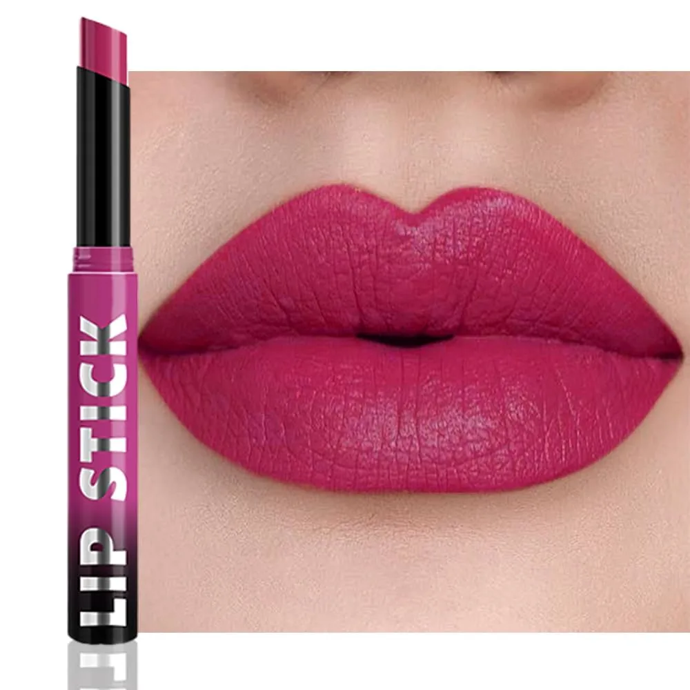 Hot Pink Matte Lipstick for Women, Long Lasting Waterproof Transfer-Proof Vegan Lip Bar, 24H Moisturizing Smudge-Proof All-Day Lip Color for Daily & Party A05#