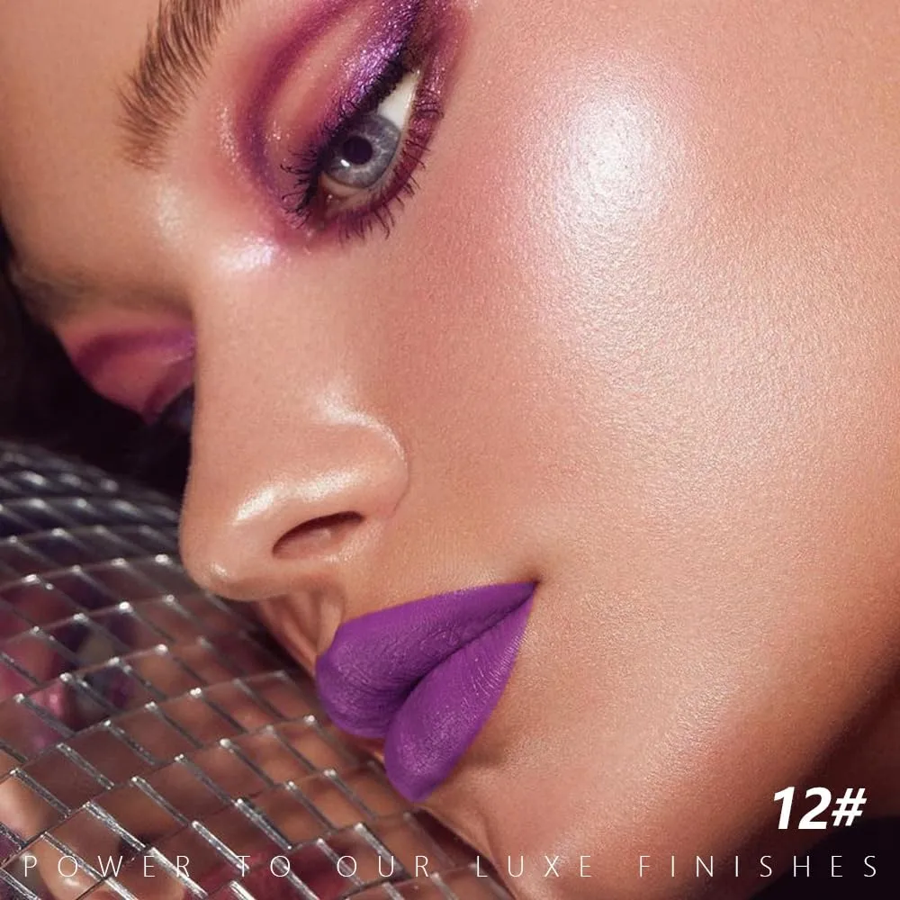Lavender Purple Cream Matte Lipstick Stick 12#, Longwear Full Coverage Velvet Lip Color, Waterproof Multi-Use Lip & Cheek Makeup for Party & Daily Wear, Labial con color mate para uso diario
