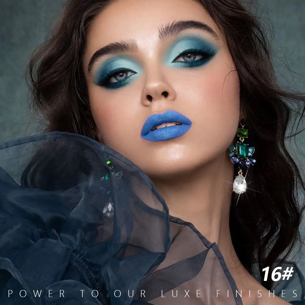 Light Blue Cream Matte Lipstick Stick 16#, Longwear Full Coverage Velvet Lip Color, Waterproof Multi-Use Lip & Cheek Makeup for Party & Daily Wear, Labial con color mate para uso diario