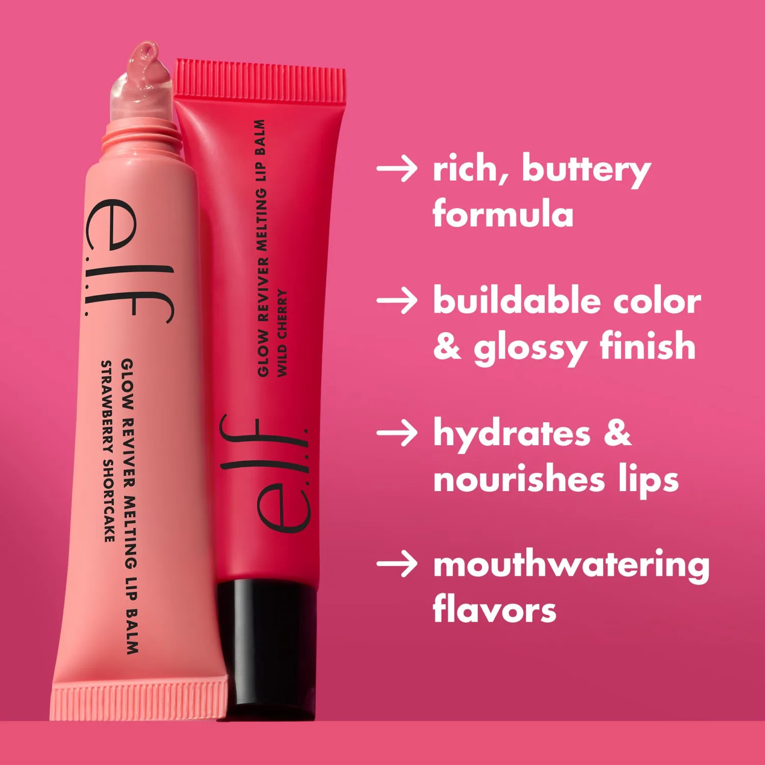 e.l.f. Glow Reviver Melting Lip Balm, Hydrating Tinted Lip Balm For A Glossy Finish & Soft, Supple Lips, Vegan & Cruelty-Free, Candied Cranberry