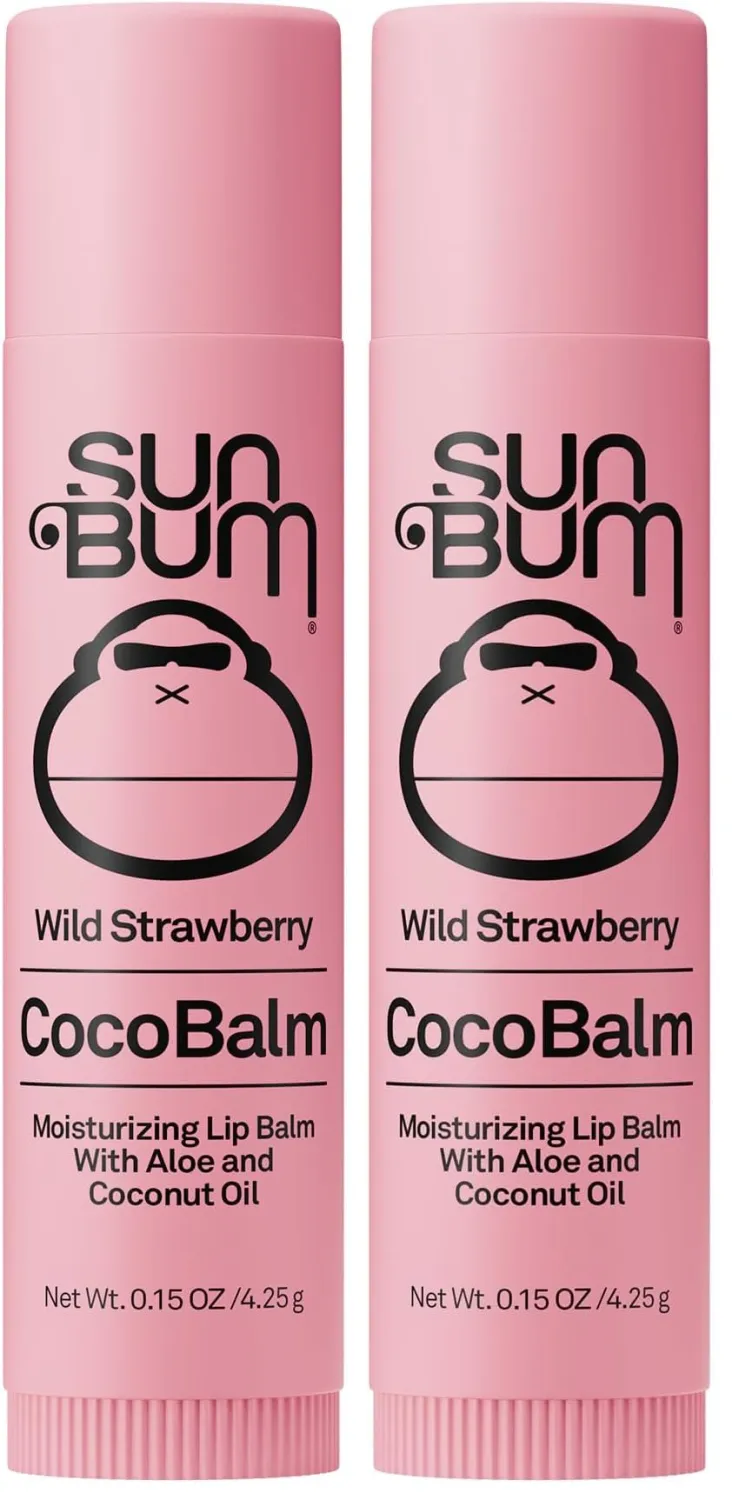 Sun Bum Cocobalm Wild Strawberry - Hydrating Lip Balm with Coconut Oil and Aloe Vera - 0.15 oz Stick (Pack of 2)
