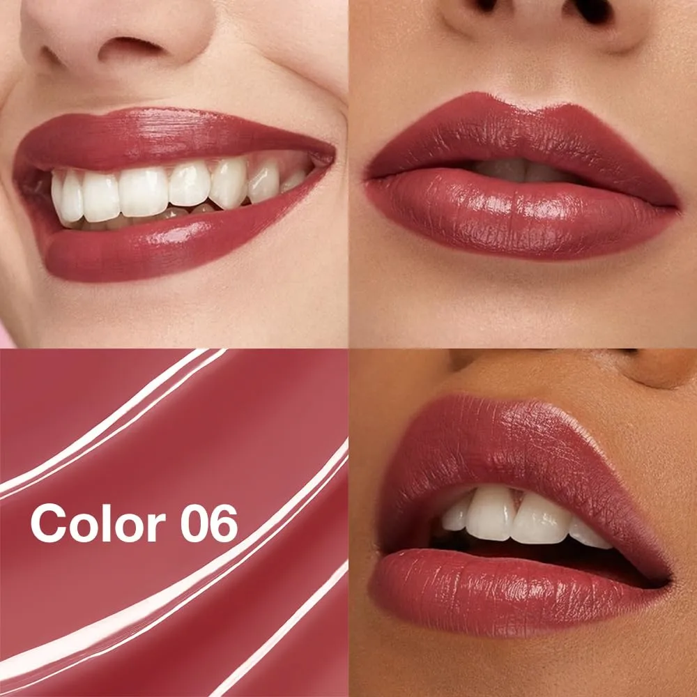 Ruby Brown Tinted Lip Balm, Hydrating Sheer Soft Matte Finish Lipstick for Women, Creamy Natural Color Lip Tint Balm Lightweight And Non-greasy Lip Glow Long Lasting Waterproof for Dry Lips 06#