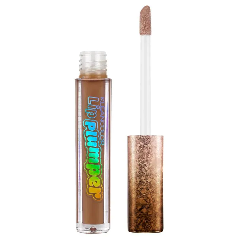 Kleancolor Lip Plumper Gloss - 05 Mocha Mousse | Hydrating & Plumping Lip Gloss | Taupe Nude | High-Shine Finish | Smooths Fine Lines | Coconut Scent | 0.1 Fl Oz
