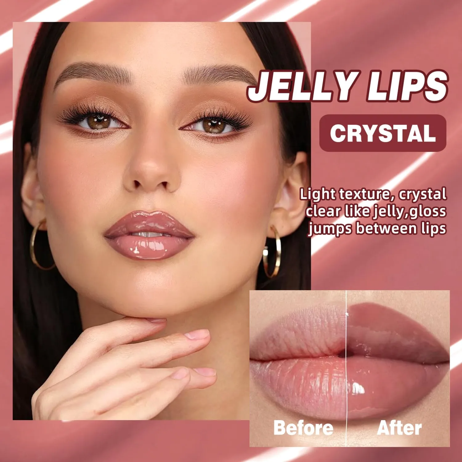 3 Colors Hydrating Lip Gloss Lip Jam, High Shine Glass Finish Glossy Plumping Nude Colors Lipgloss, Lip Jelly Liquid Lipstick for Women