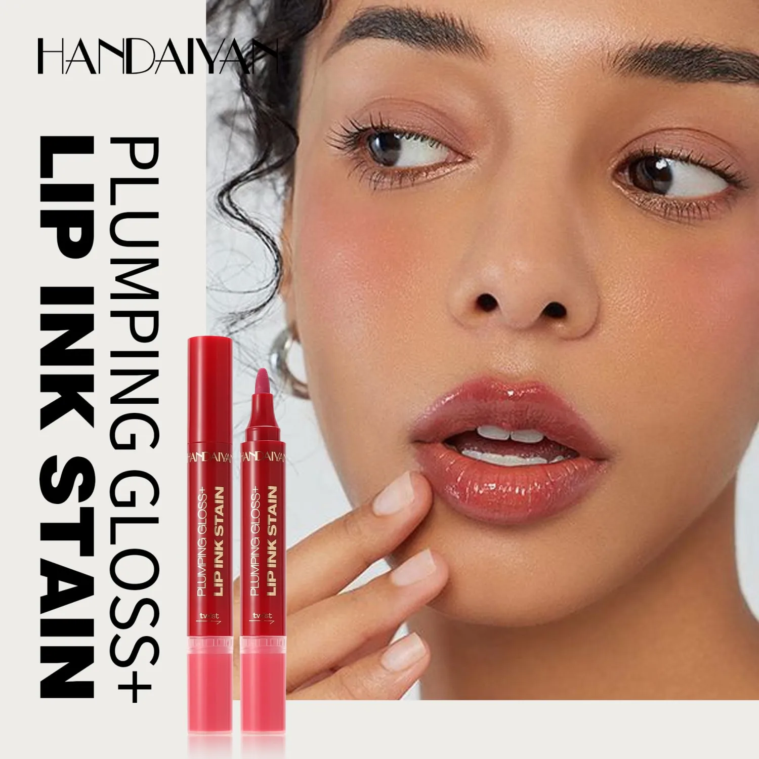 Beauty Glazed 2-in-1 Lip Stain & Plumping Lip Gloss – Lip Oils + Lip Liner Pencil Lip Combo for Fuller, Defined Lips – Long Lasting, Smudge-Proof, High-Shine Color (#02 Warm Terracotta Nude)