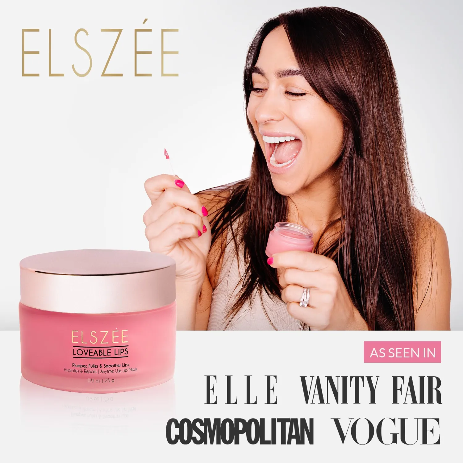 ELSZÉE Loveable Lips | Lip Mask with Hyaluronic Acid | Smooth, Volumize and Hydrate Dry Lips | Day & Night Treatment
