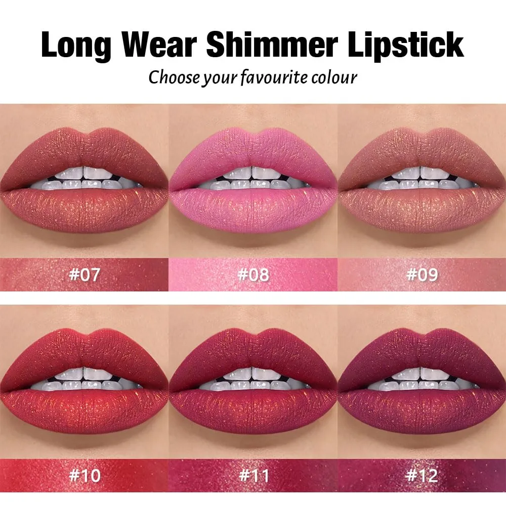 CAKAILA Coral Pink Metallic Lipstick for Women,Lightweight Shimmer Frosted Lipstick,Glitter Lip Gloss Stain Long Lasting Waterproof Smudge Proof 24 Hour Full Coverage Lip Makeup,Vegan