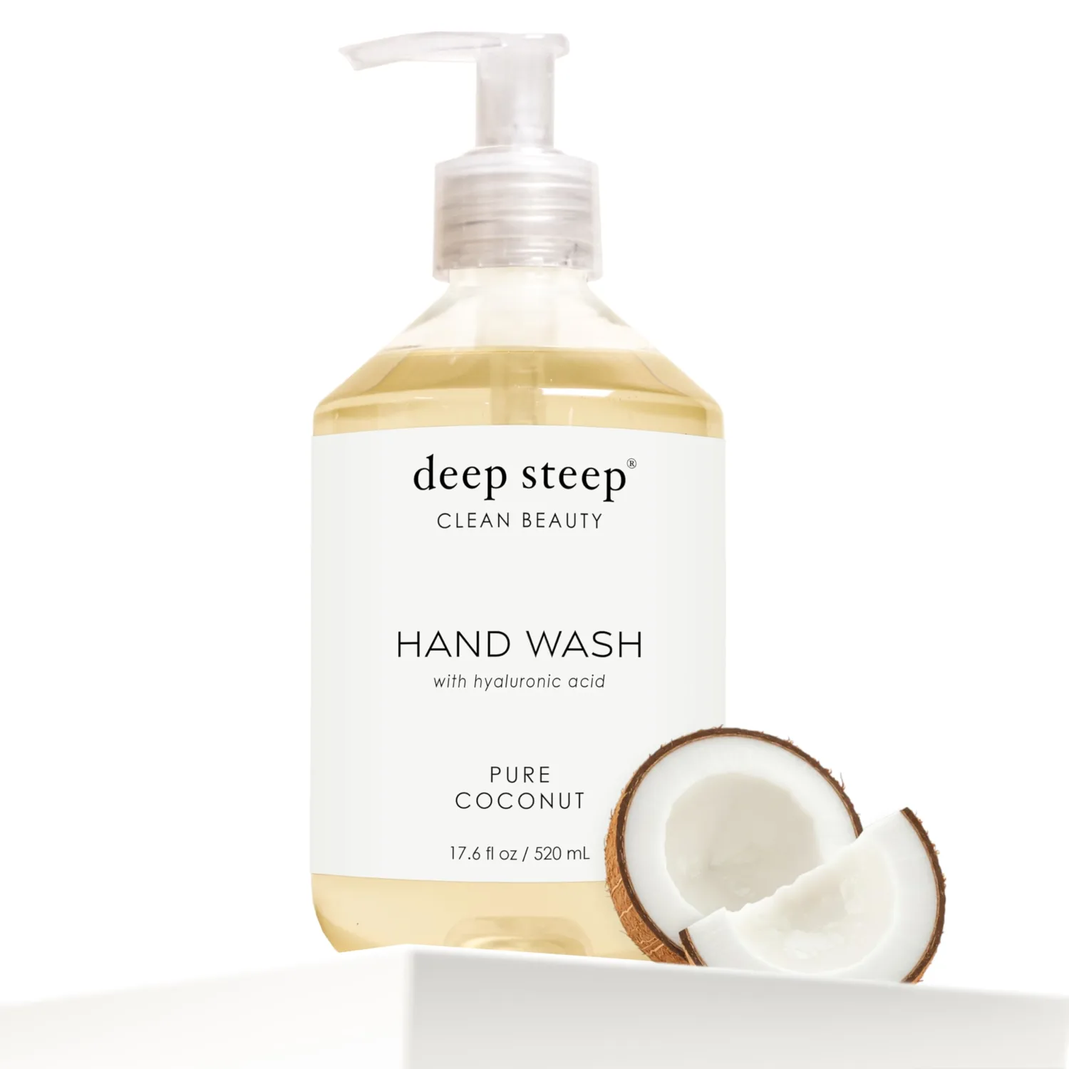 Deep Steep Liquid Hand Wash, Pure Coconut, 17.6 oz – Moisturizing Cleanser with Olive Oil, Aloe Vera, Glycerin & Hyaluronic Acid – Vegan, Clean Beauty, Soft & Nourished Hands