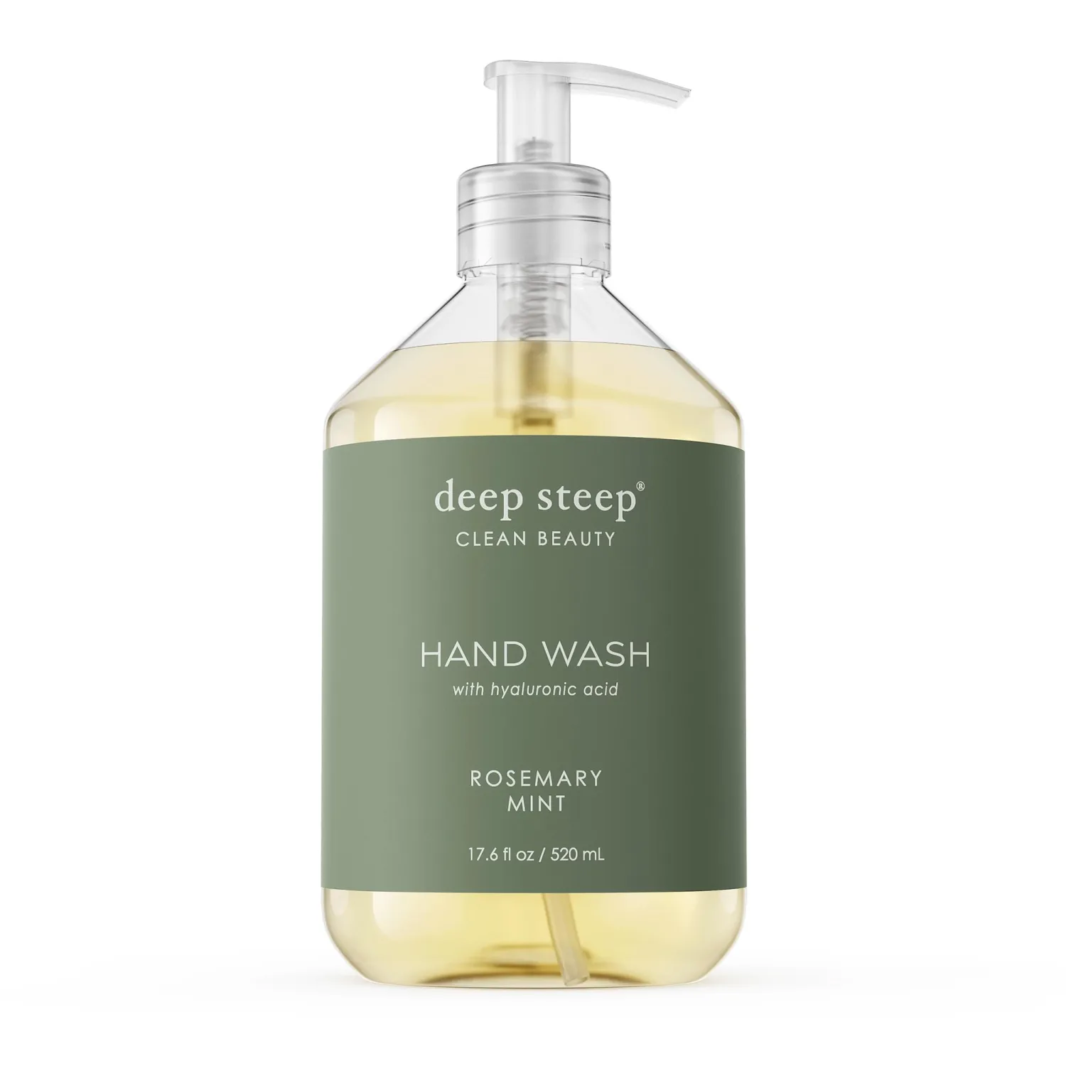 Deep Steep Liquid Hand Wash, Rosemary Mint, 17.6 oz – Moisturizing Cleanser with Olive Oil, Aloe Vera, Glycerin & Hyaluronic Acid – Vegan, Clean Beauty, Soft & Nourished Hands