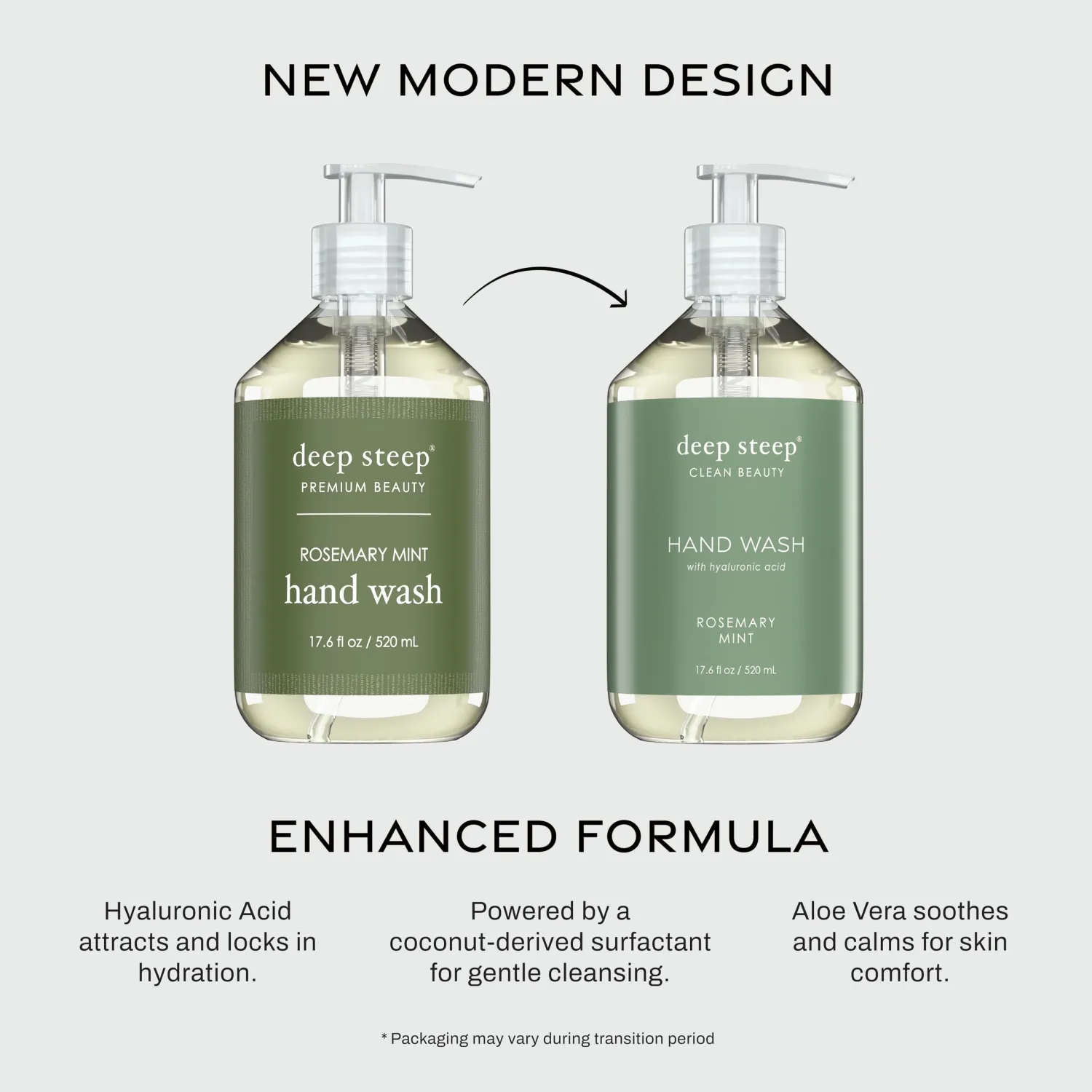 Deep Steep Liquid Hand Wash, Rosemary Mint, 17.6 oz – Moisturizing Cleanser with Olive Oil, Aloe Vera, Glycerin & Hyaluronic Acid – Vegan, Clean Beauty, Soft & Nourished Hands
