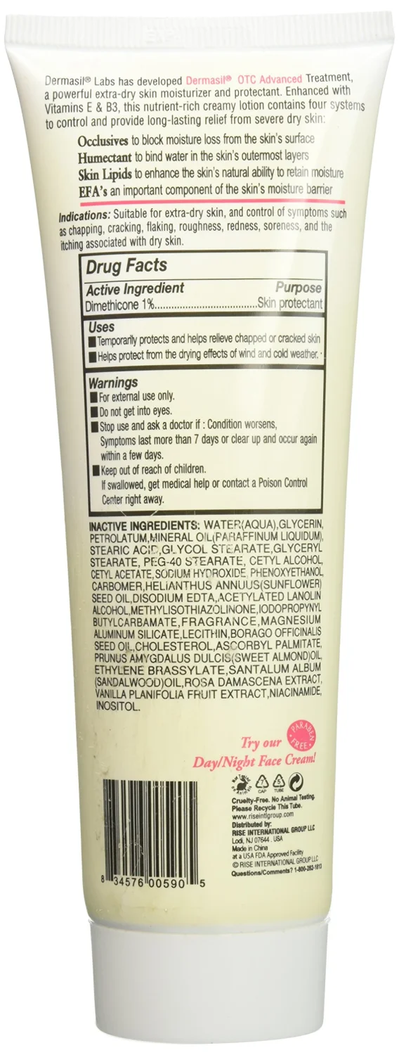 Advanced Treatment Creamy Lotion - Dry Skin Moistuizer & Protectant, 8 oz,(Dermasil Labs)
