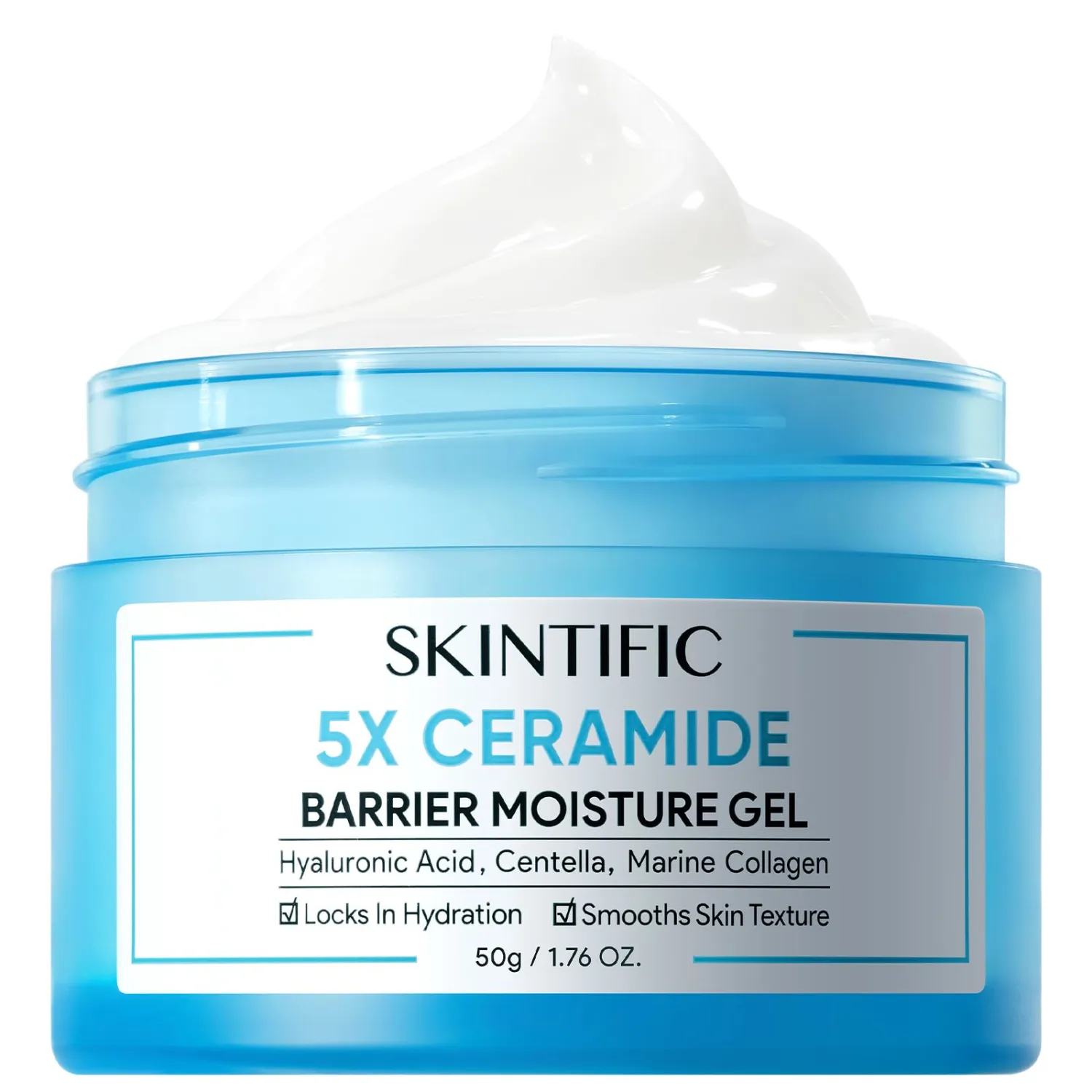 Face Moisturizer with 5X Ceramides, Hydrating Moisture Barrier Repair Cream for Sensitive/Oil Skin Types, Hyaluronic Acid & Centella, Daily Facial Moisturizer, Non-Comedogenic 50g/1.76 OZ