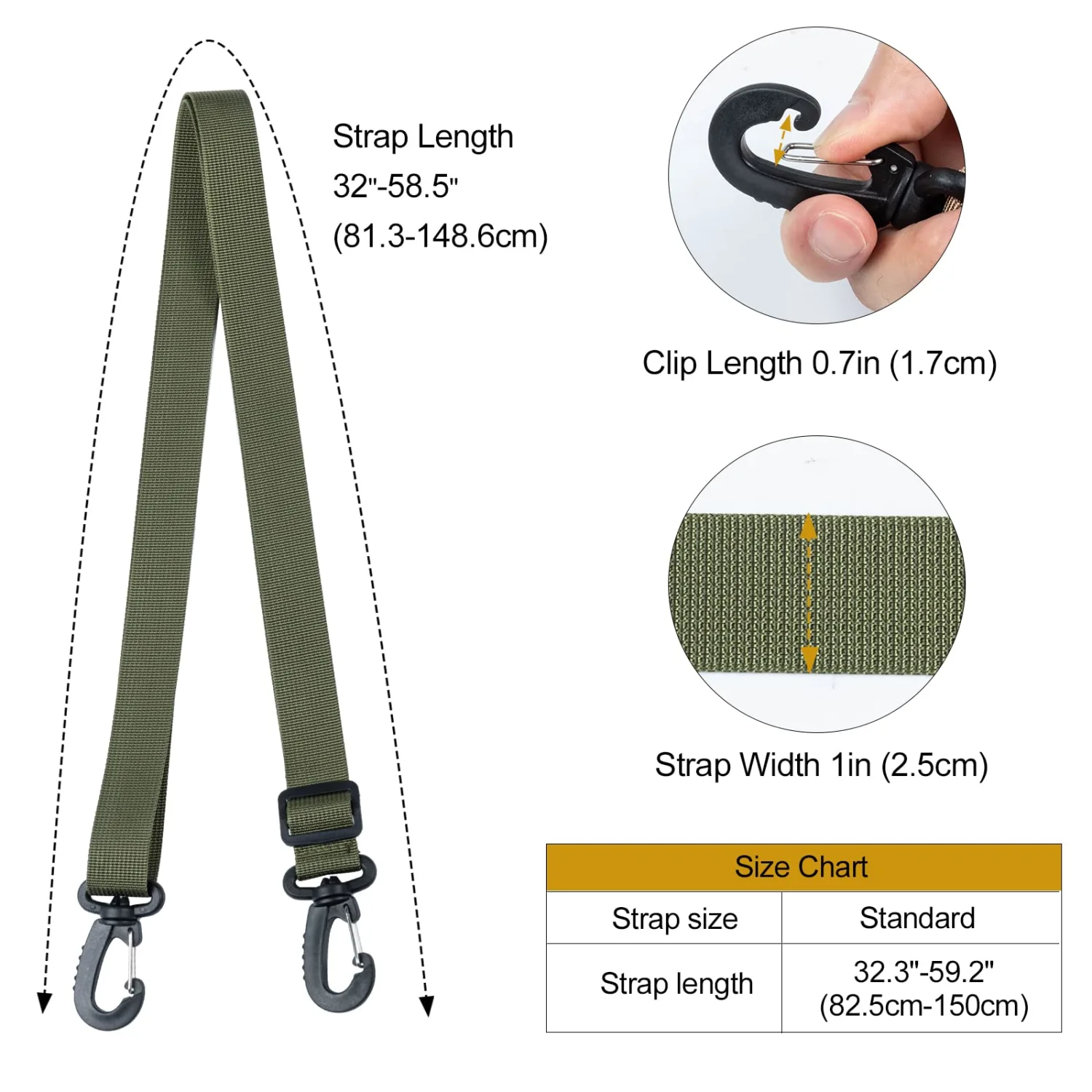 OneTigris Shoulder Straps Replacement Adjustable Strap for Briefcase Messenger Bag, Green