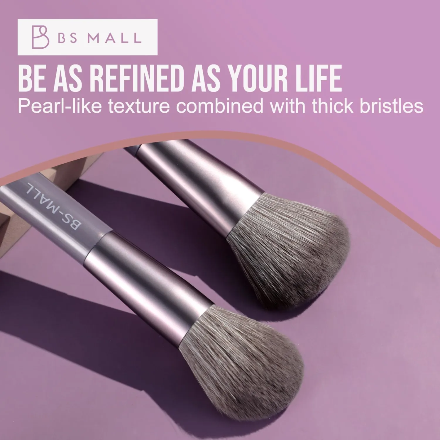 BS-MALL 4 Pcs Portable Double-ended Makeup Brush Set - Luxury Eyeshadow Brush, Concealer Brush, Blush brush & Foundation brush for Lightweight Multi-purpose Daily Use (Purple)