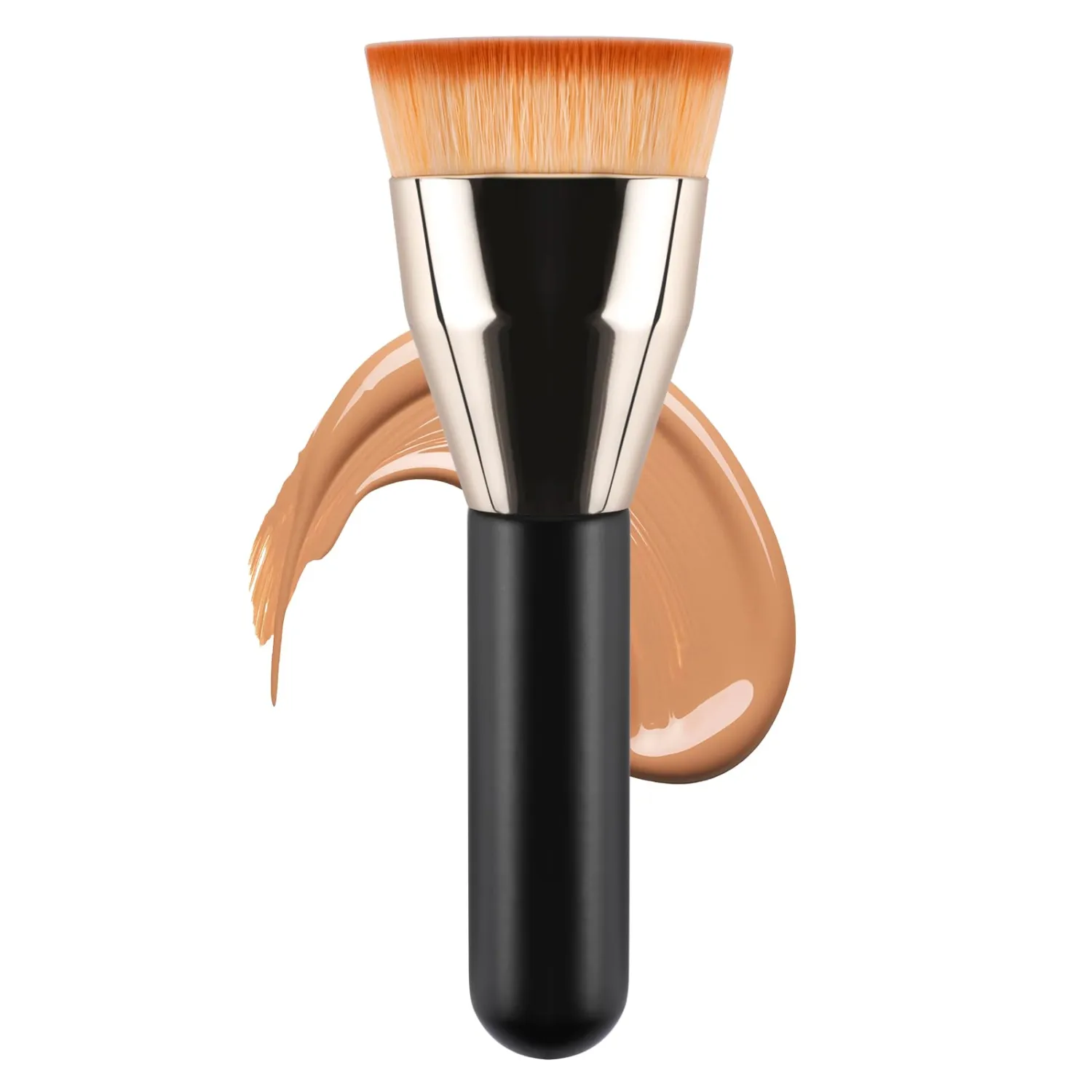 Flat Top Kabuki Foundation Brush,Professional Makeup Brush for Liquid Foundation,Make up Blending Brush for Liquid, Cream, and Powder(Gold)