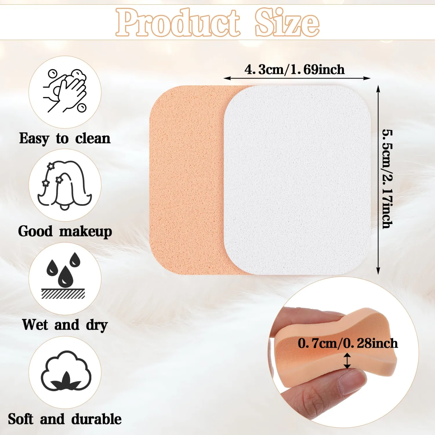 Ymapinc 12Pcs Square Makeup Sponges, Foundation Powder Puff in White & Skin, Concealer Cosmetic Blender for Wet or Dry Use