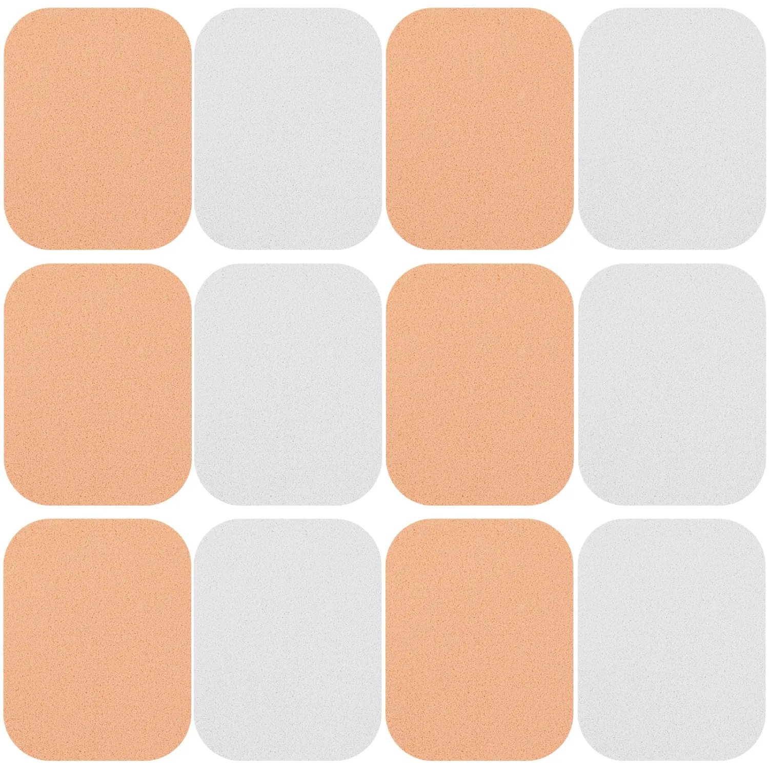 Ymapinc 12Pcs Square Makeup Sponges, Foundation Powder Puff in White & Skin, Concealer Cosmetic Blender for Wet or Dry Use