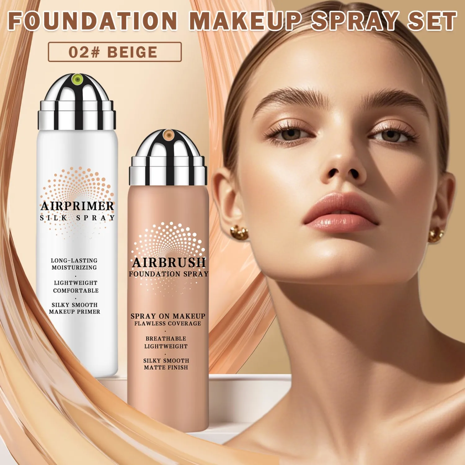 Magic Minerals Airbrush Foundation and Makeup Primer for Face,Full Coverage Foundation for Mature Skin,Moisturizing Airbrush Makeup (02 Beige)