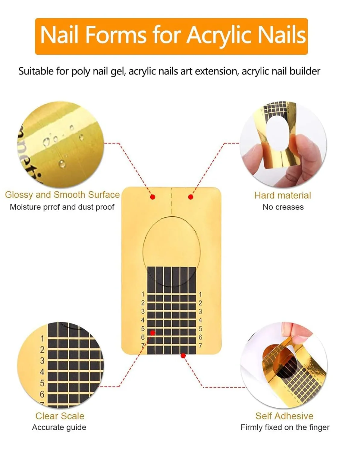 Yokilly Nail Forms for Acrylic, Polygel Tips Guide, Builder Gel - 100PCS Roll With Numbers Marked for Salon Former Stickers, Nail Art DIY