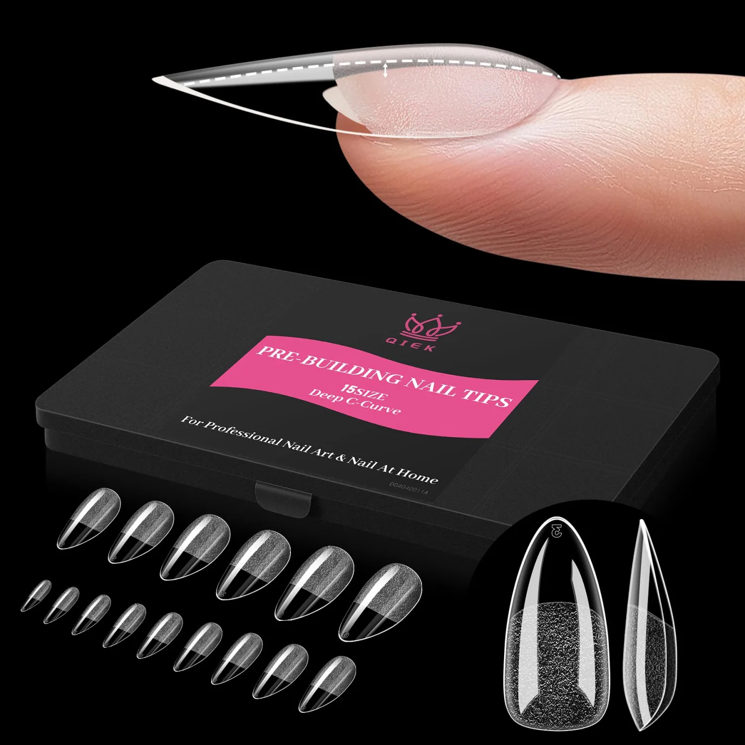 Medium Almond Pre-Building Nail Tips, 15 Sizes 240 PCS Pre-shaped Apex Clear Soft Press On Fake Nail Half Matte Gel Nail Extensions Strong Thick Acrylic Tip for DIY Beginners & Salon Manicure