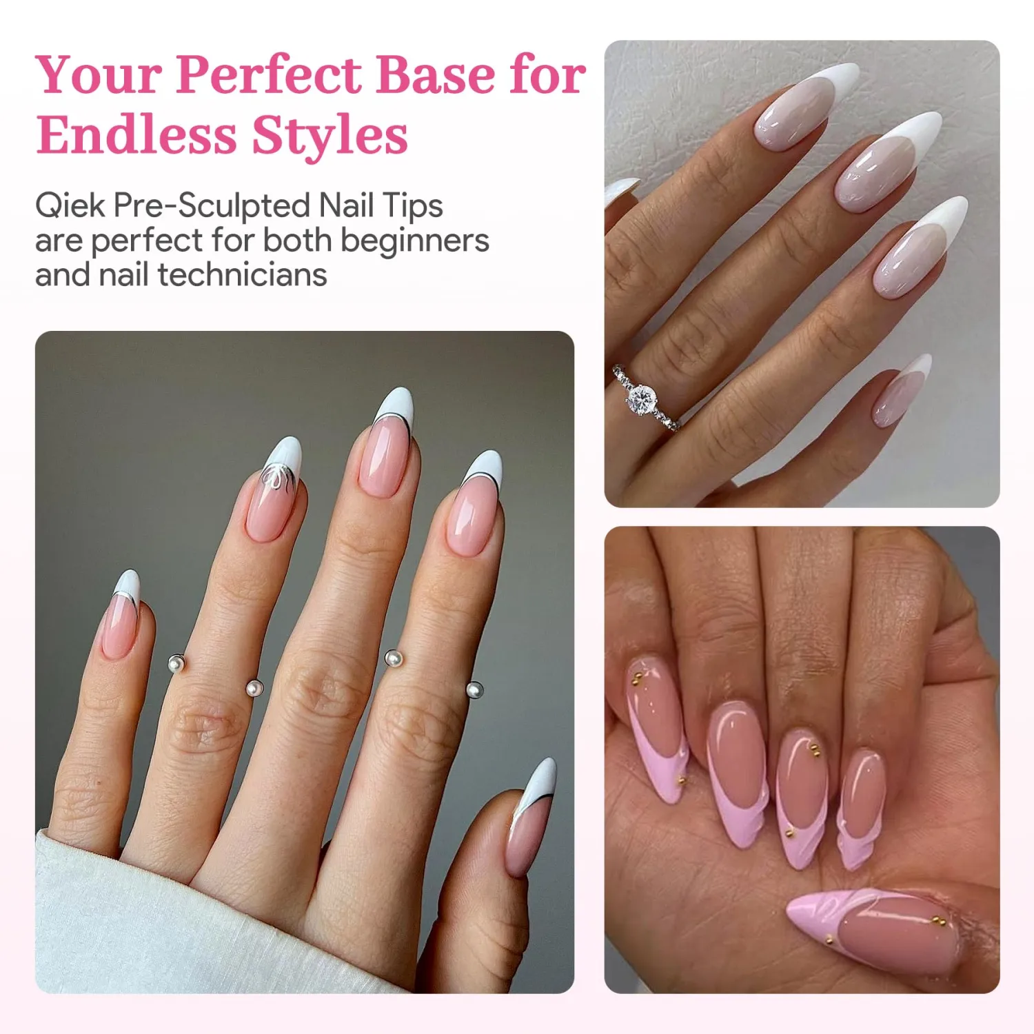 Medium Almond Pre-Building Nail Tips, 15 Sizes 240 PCS Pre-shaped Apex Clear Soft Press On Fake Nail Half Matte Gel Nail Extensions Strong Thick Acrylic Tip for DIY Beginners & Salon Manicure