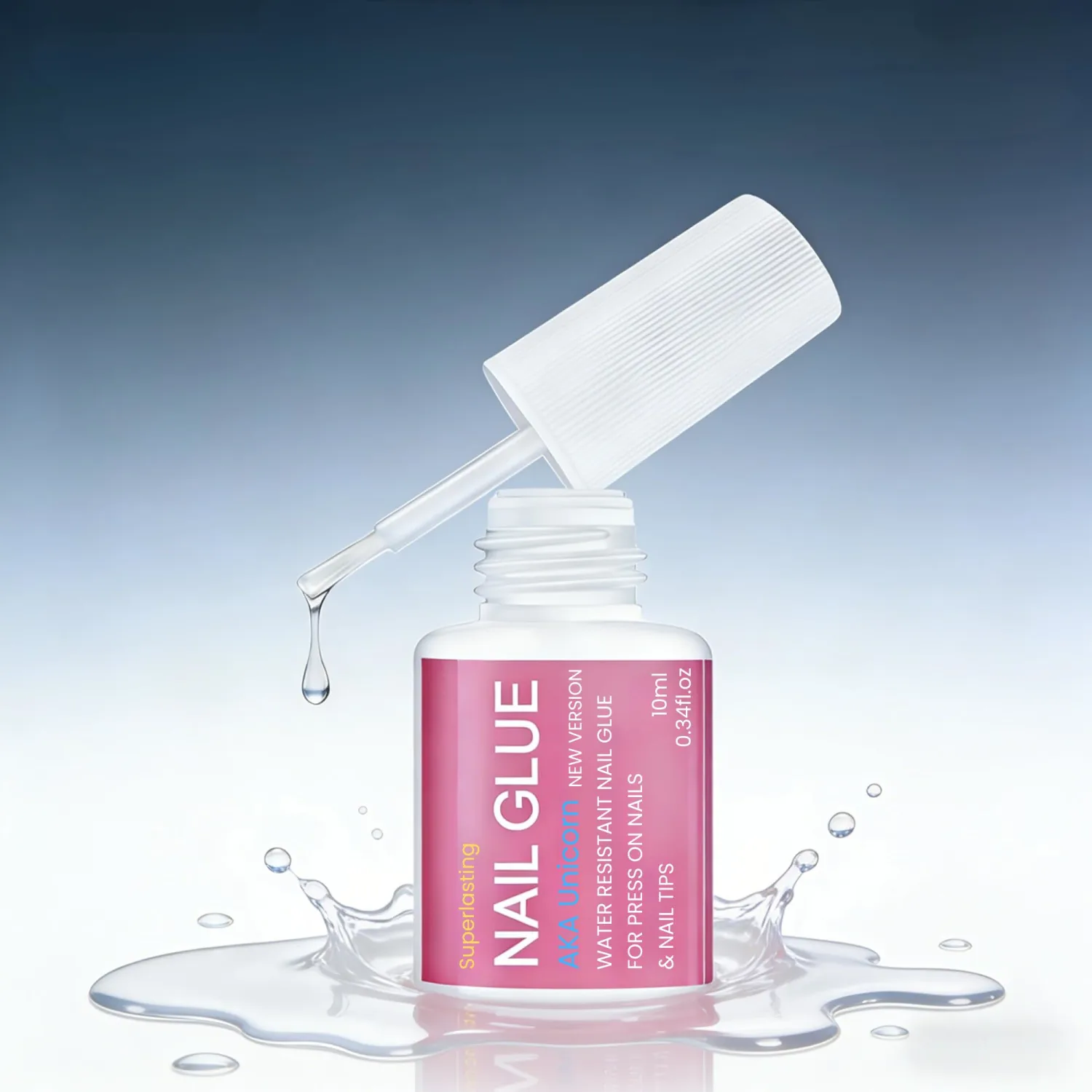 10ml Super Strong Nail Glue for Nail Tips,Acrylic Fake Nails & Press On Nails,Extra Strong Lasting Brush On Glue for Nails Press On Tips - Easy Application & Quick Dry