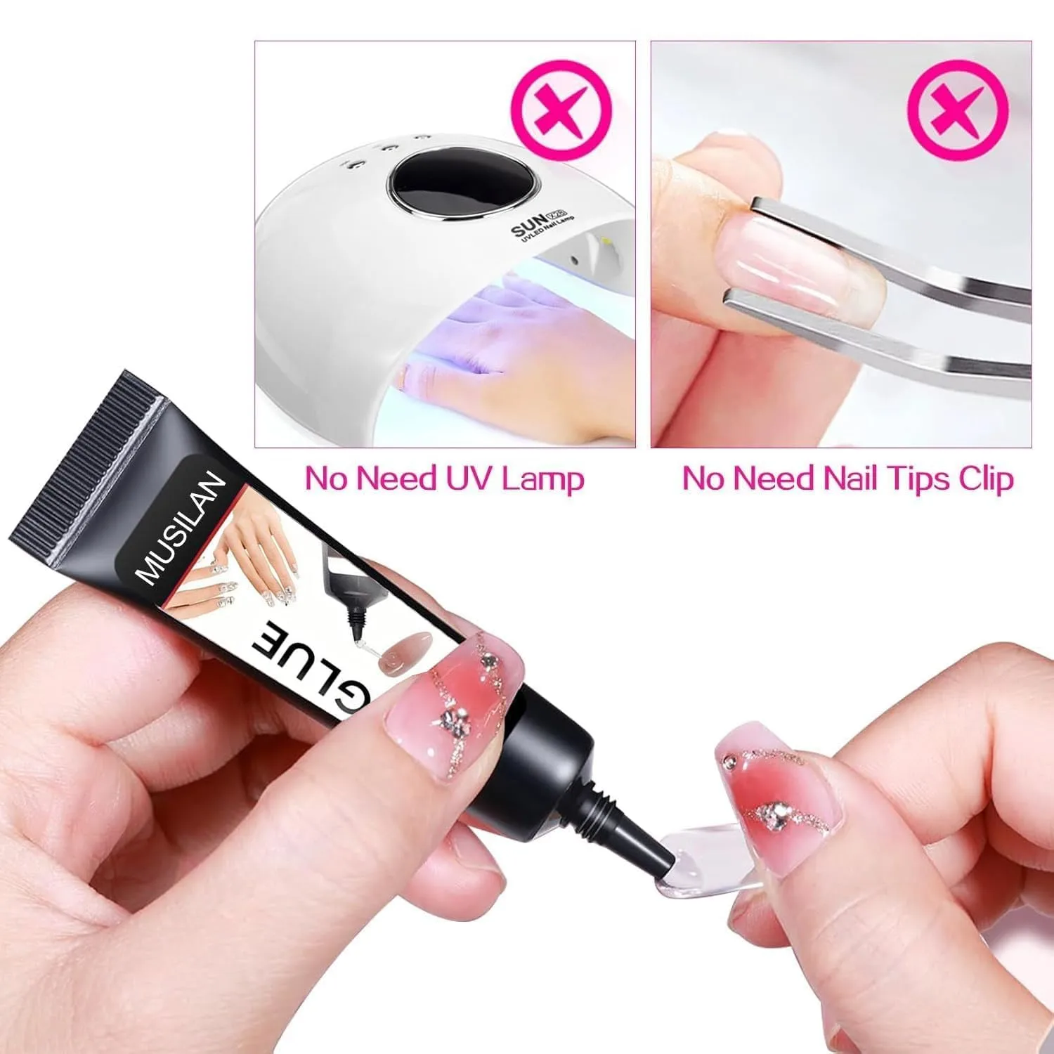 5PCS Semi Solid Nail Glue, New Super Strong Solid Nail Glue for Acrylic Nails Press Ons Nails Quick Drying No UV Light Long Lasting for Acrylic Fake Nails Tips Chip-Resistant & Longwear Formula