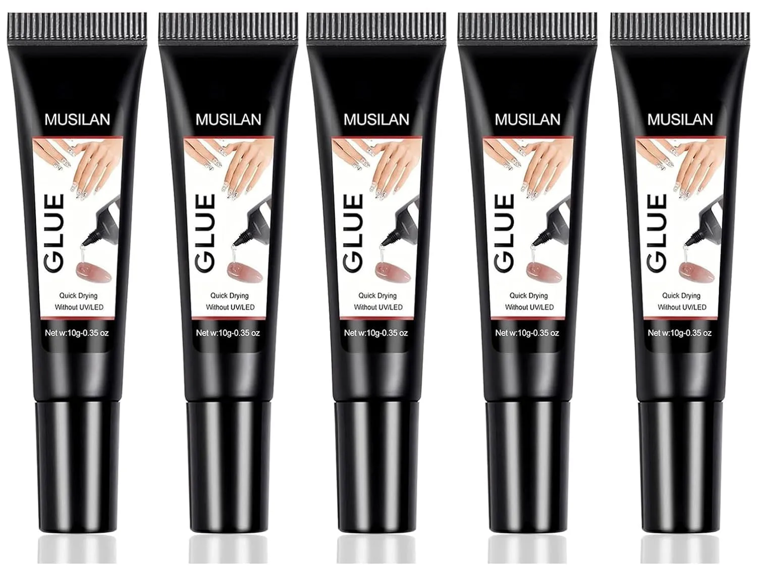 5PCS Semi Solid Nail Glue, New Super Strong Solid Nail Glue for Acrylic Nails Press Ons Nails Quick Drying No UV Light Long Lasting for Acrylic Fake Nails Tips Chip-Resistant & Longwear Formula