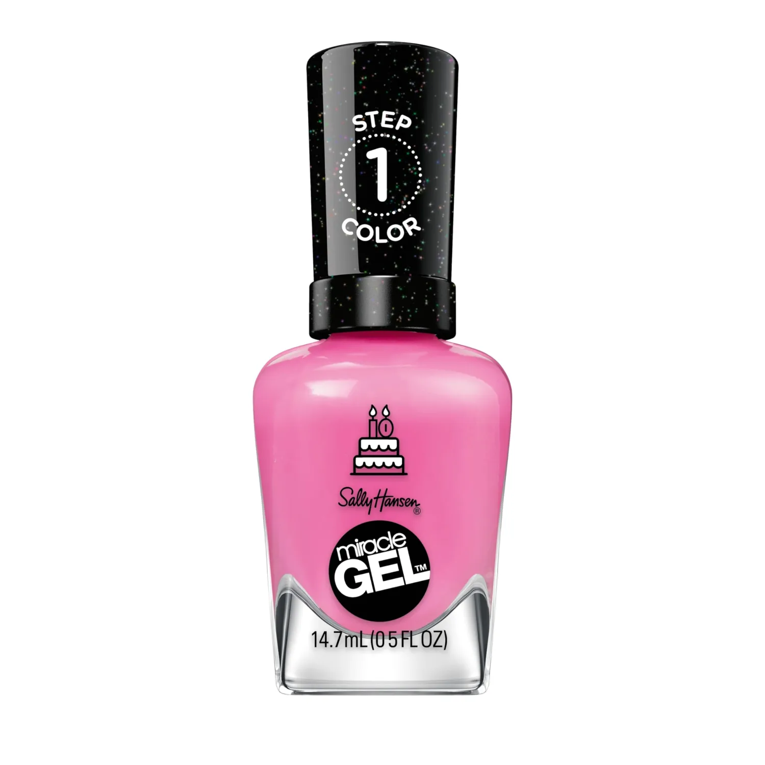 Sally Hansen Miracle Gel Salon Quality Nail Polish | Gel-Like Formula, Two-Step System, No UV Light Needed, Long Lasting | Opaque, Glossy | 340 Party of Hue | Magenta Pink Nail Color
