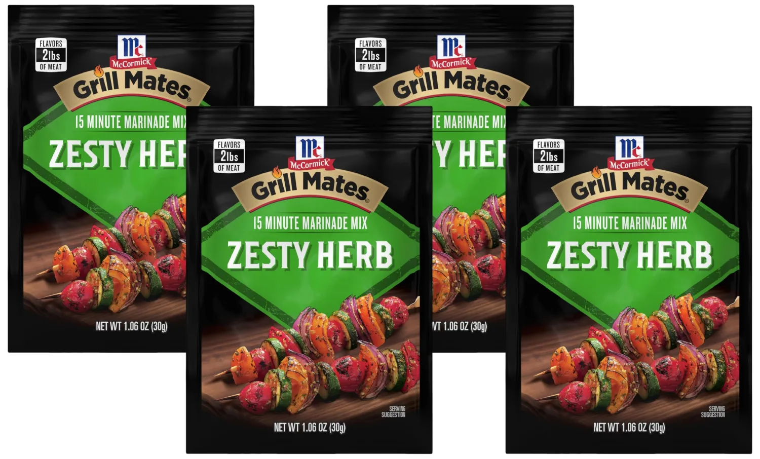 McCormick Grill Mates Zesty Herb Marinade Mix, 1.06 oz (Pack of 4)