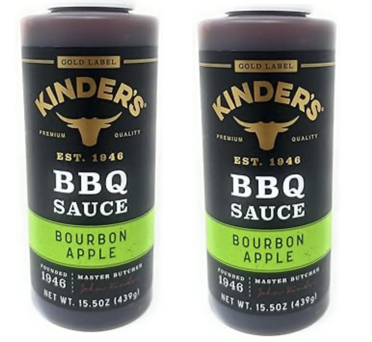 Kinder's Marinades, BBQ, Dipping & Wing Sauces - 2 bottles (Bourbon Apple BBQ 15.5oz)