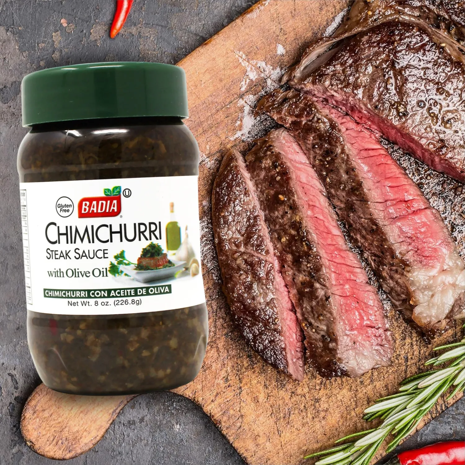 Badia Chimichurri Steak Sauce with Olive Oil 8 oz – Traditional Argentinian-Style Sauce for Grilling, Marinades & Meats