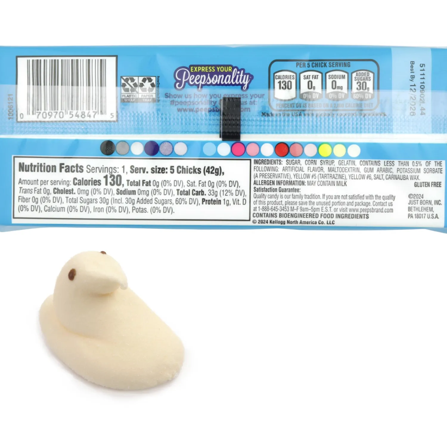 Peeps Rice Krispies Treats Marshmallow Chicks, Easter Candy Basket Stuffers, 5 Count Boxes, Pack of 3