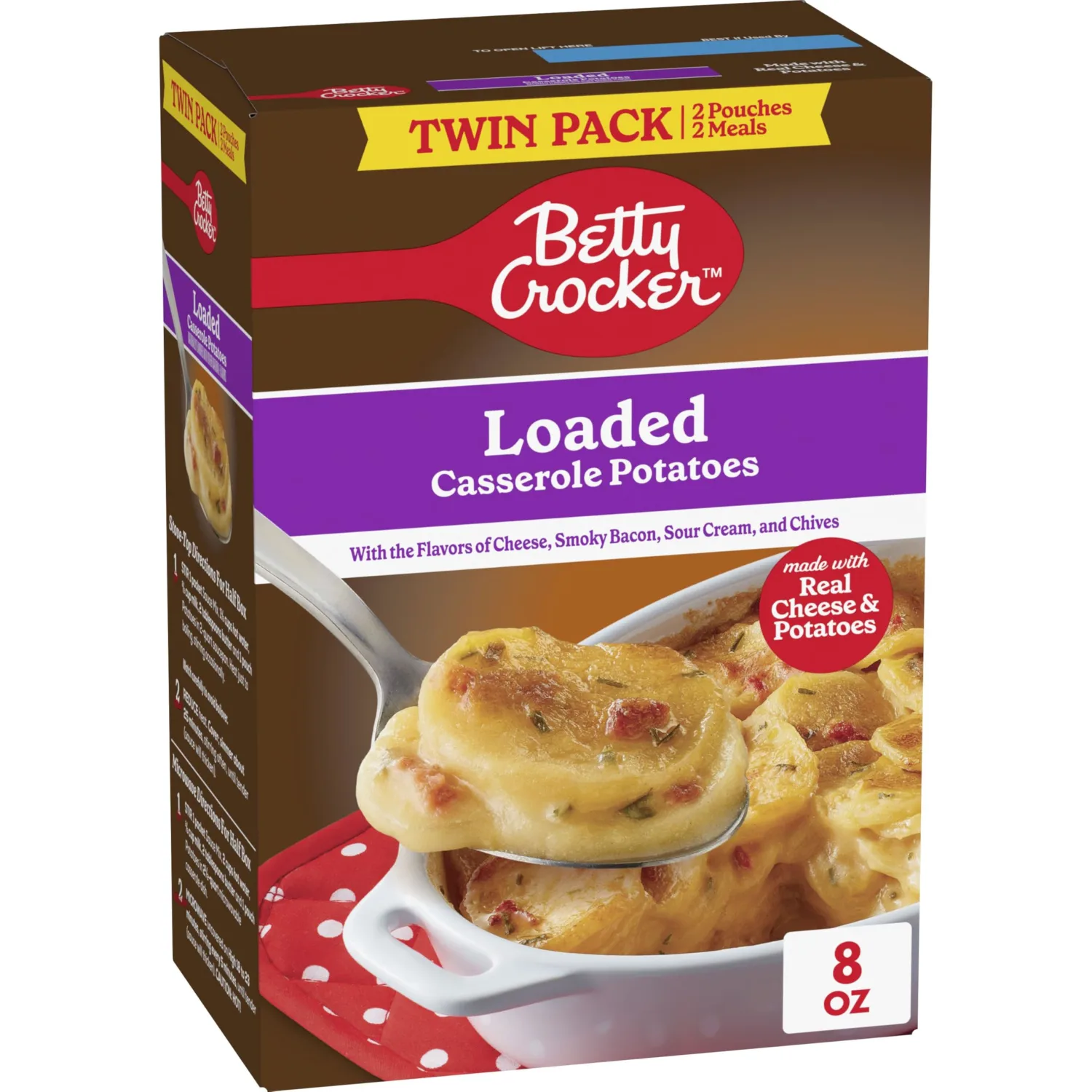 Betty Crocker Loaded Casserole Potatoes, Made with Real Cheese, Twin Pack, 8 oz Box