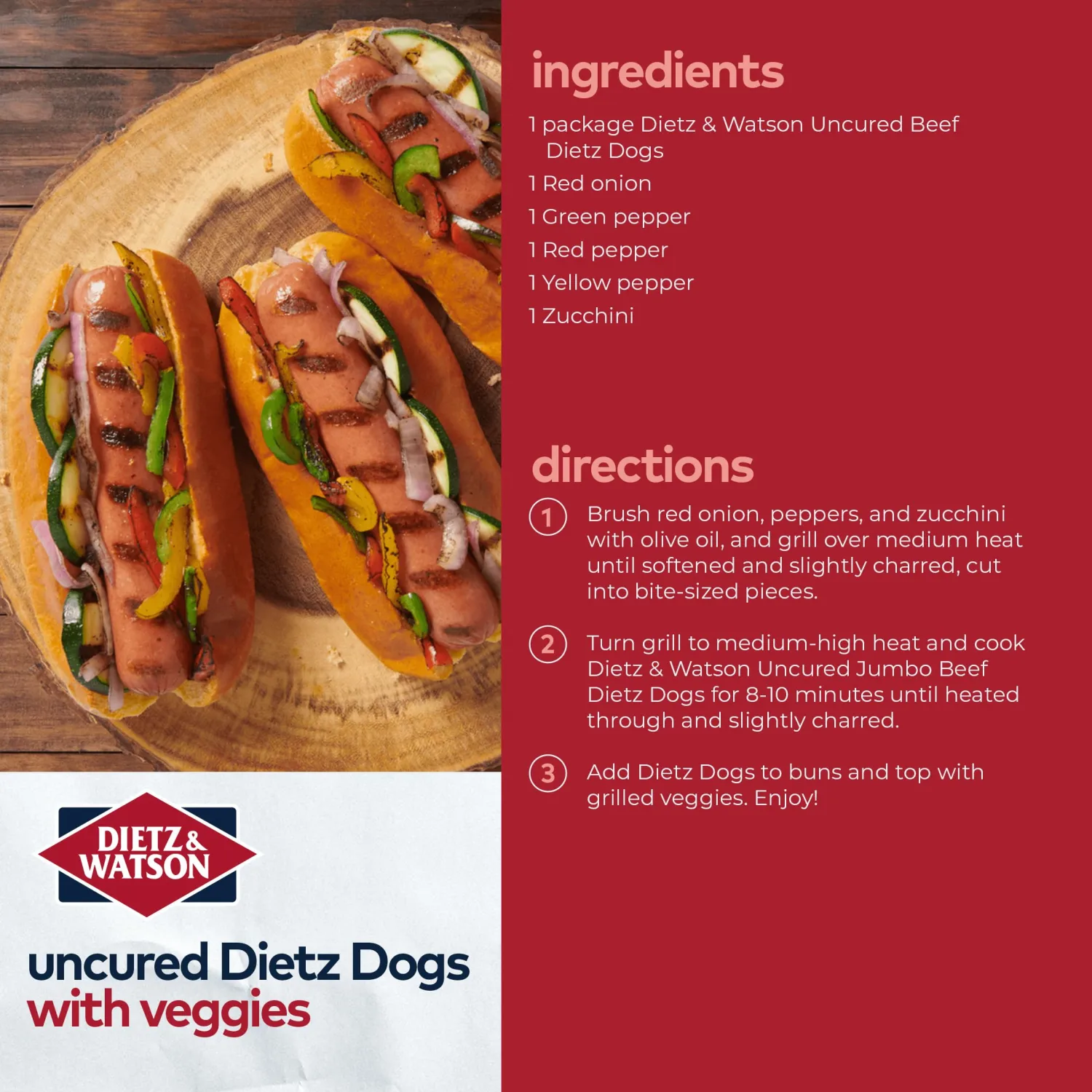 Dietz & Watson Black Angus Dietz Dogs, Uncured Beef Franks,14 oz