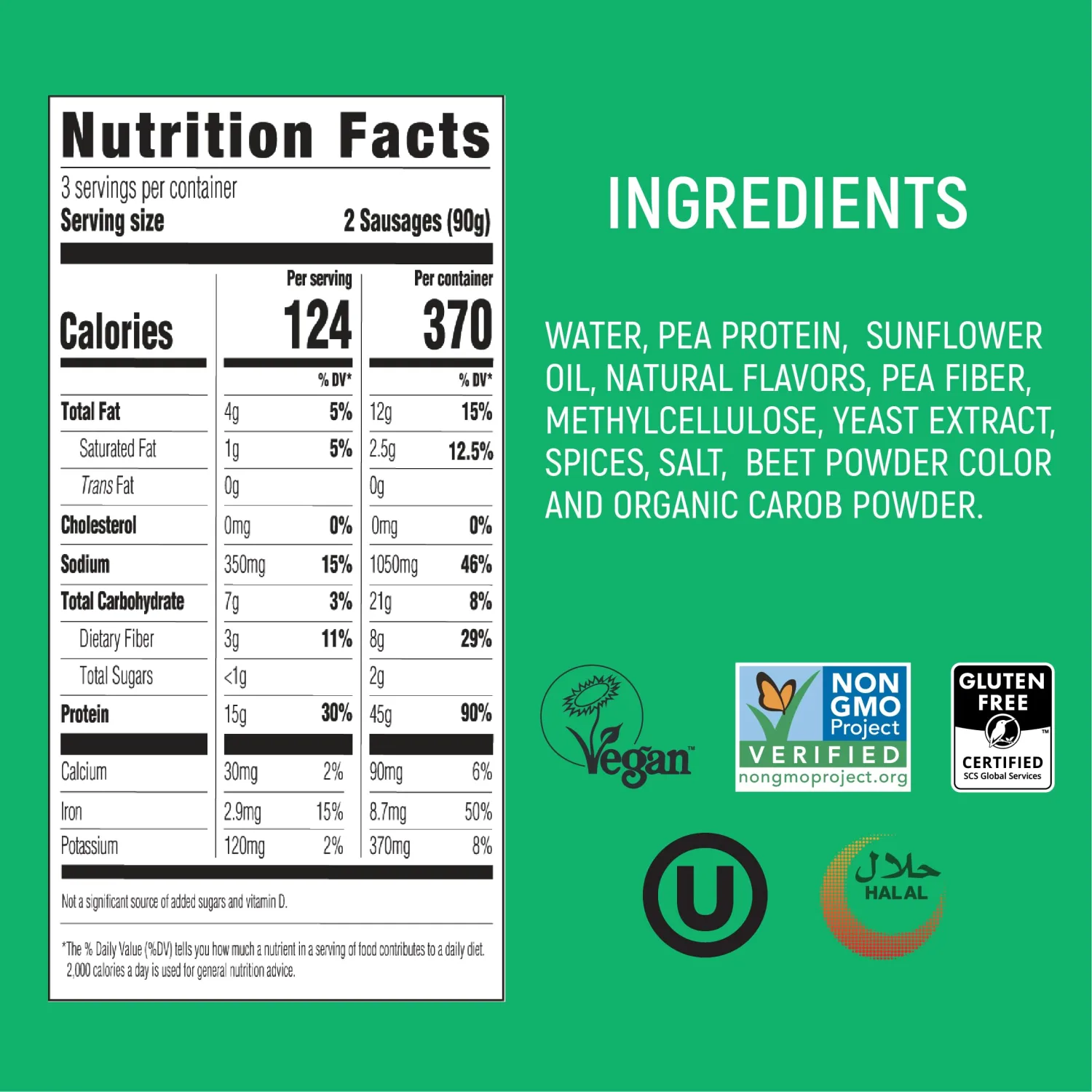 Switch Foods Plant-Based Sausage, Soy Free, Gluten Free, Non-GMO, 6 Count, 9.5 Oz