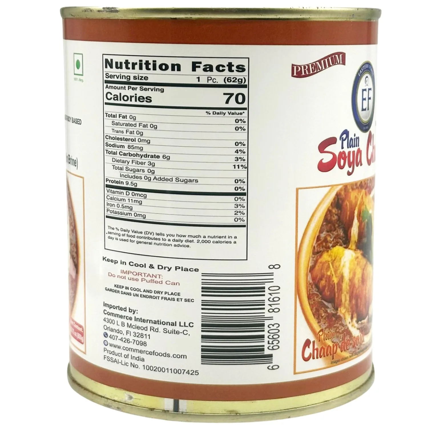 Eastern Feast - Soya Chaap in Brine, 30 oz (850g), Soy Based Vegan Mock Meat