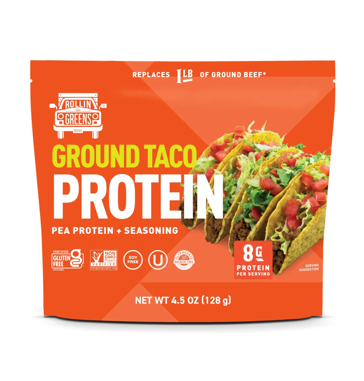 Rollingreens, Taco Grounds Plant Based, 4.5 Ounce