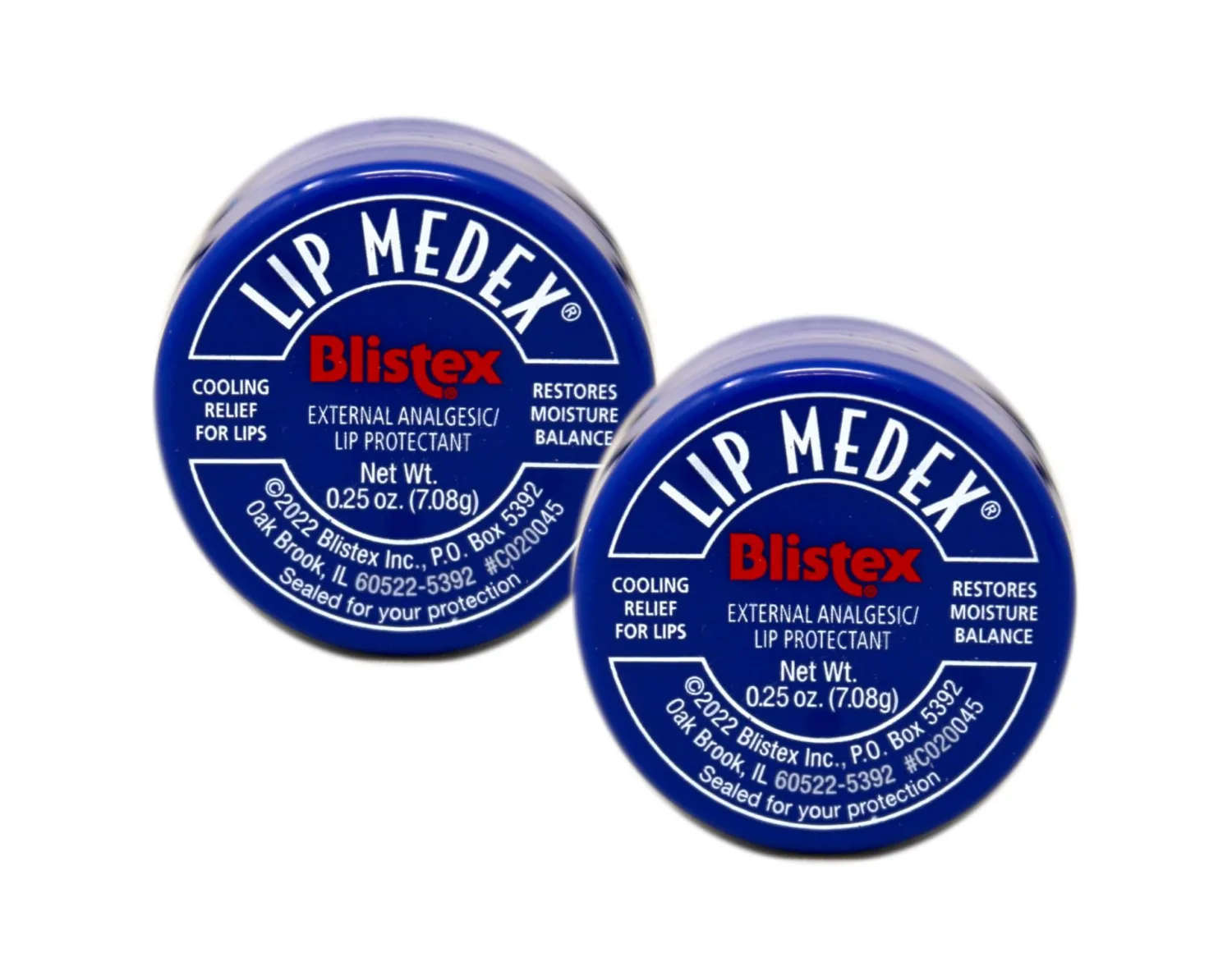 Blistex Medicated Lip Balm, Lip Medex - for Cold, Sores, Cracked & Dry Lips - 0.25 Oz x 2 Pack