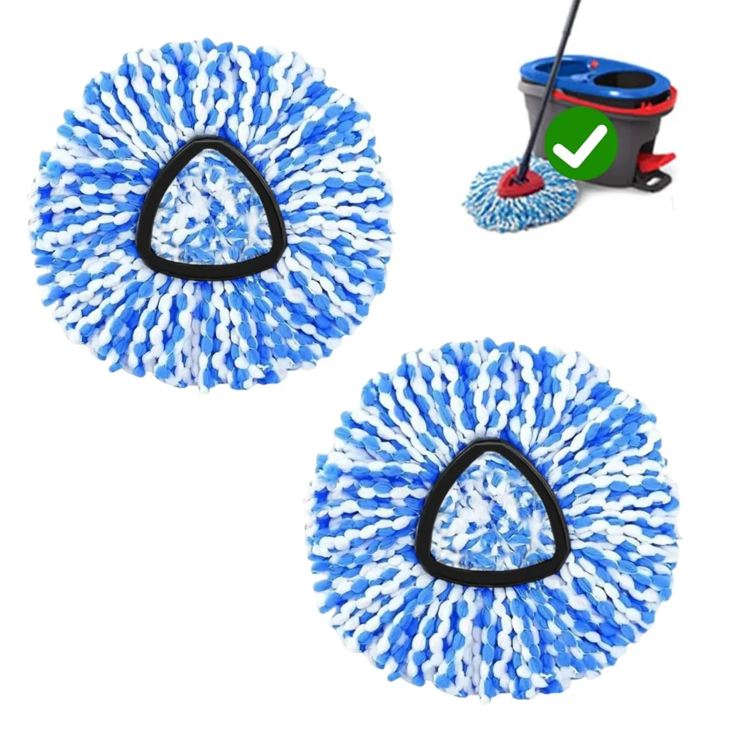 2-Pack Spin Mop Replacement Head for O-Ceda RinseClean Spin Mop Refill 2-Tank System Microfiber Deep Cleaning Machine Washable and Easy-to-Replace