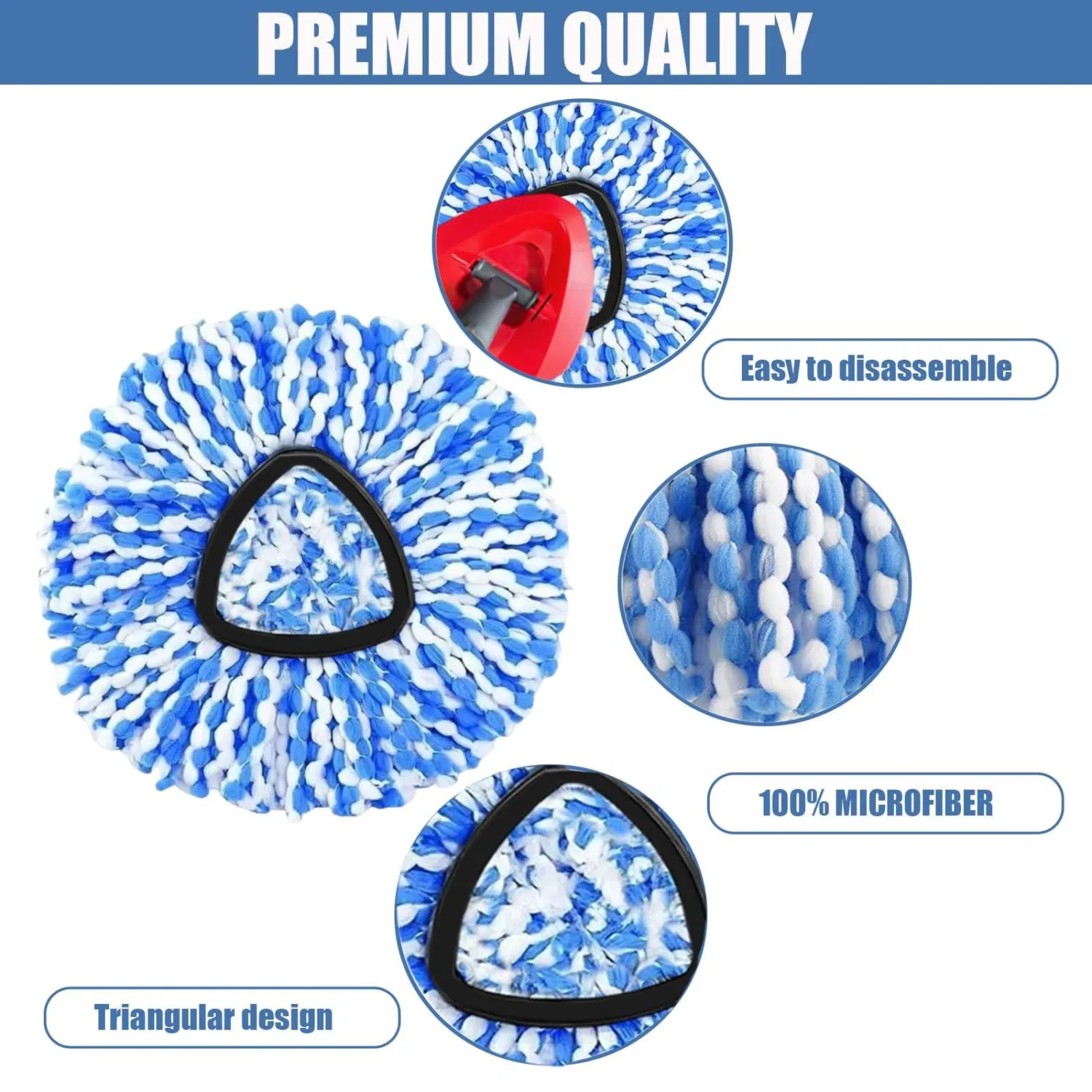 2-Pack Spin Mop Replacement Head for O-Ceda RinseClean Spin Mop Refill 2-Tank System Microfiber Deep Cleaning Machine Washable and Easy-to-Replace